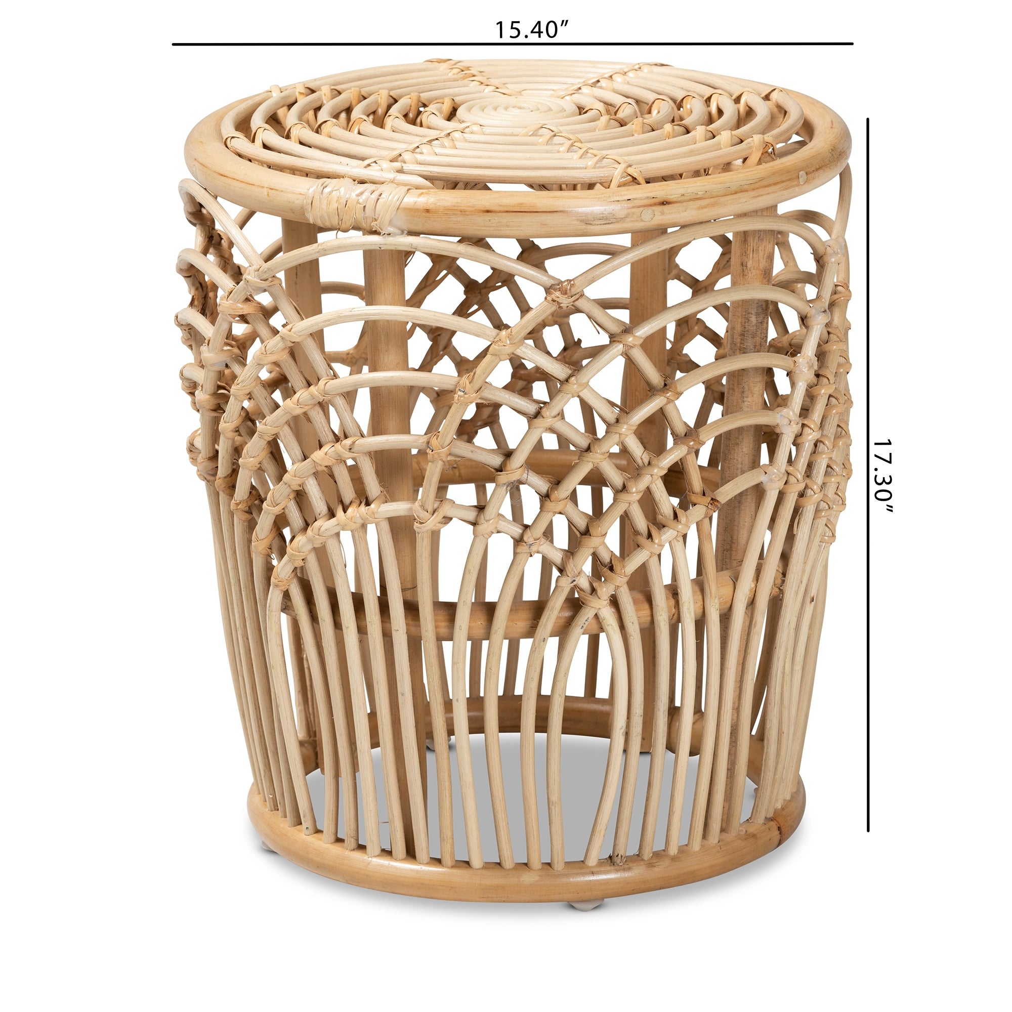 bali & pari Edena Modern Bohemian Natural Brown Finished Rattan End Table