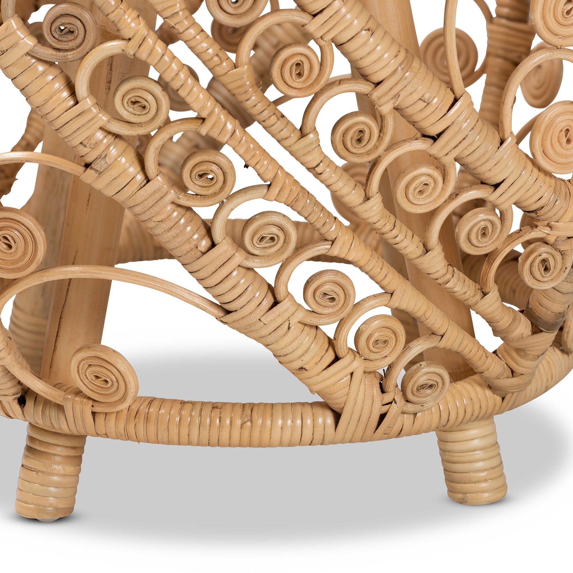 bali & pari Saranna Modern Bohemian Natural Brown Finished Rattan End Table