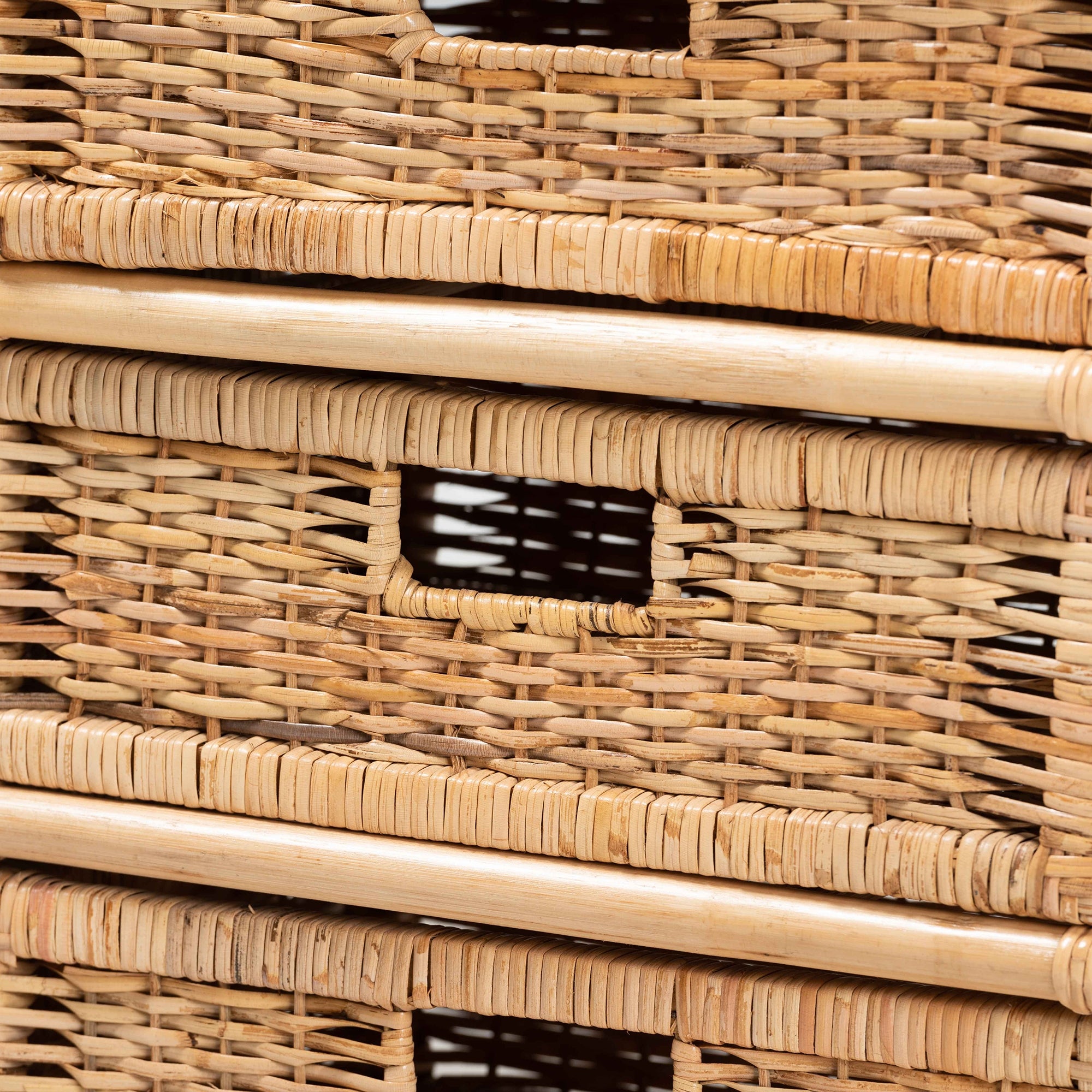 bali & pari Dariana Modern Bohemian Natural Brown Rattan 6-Drawer Storage Cabinet