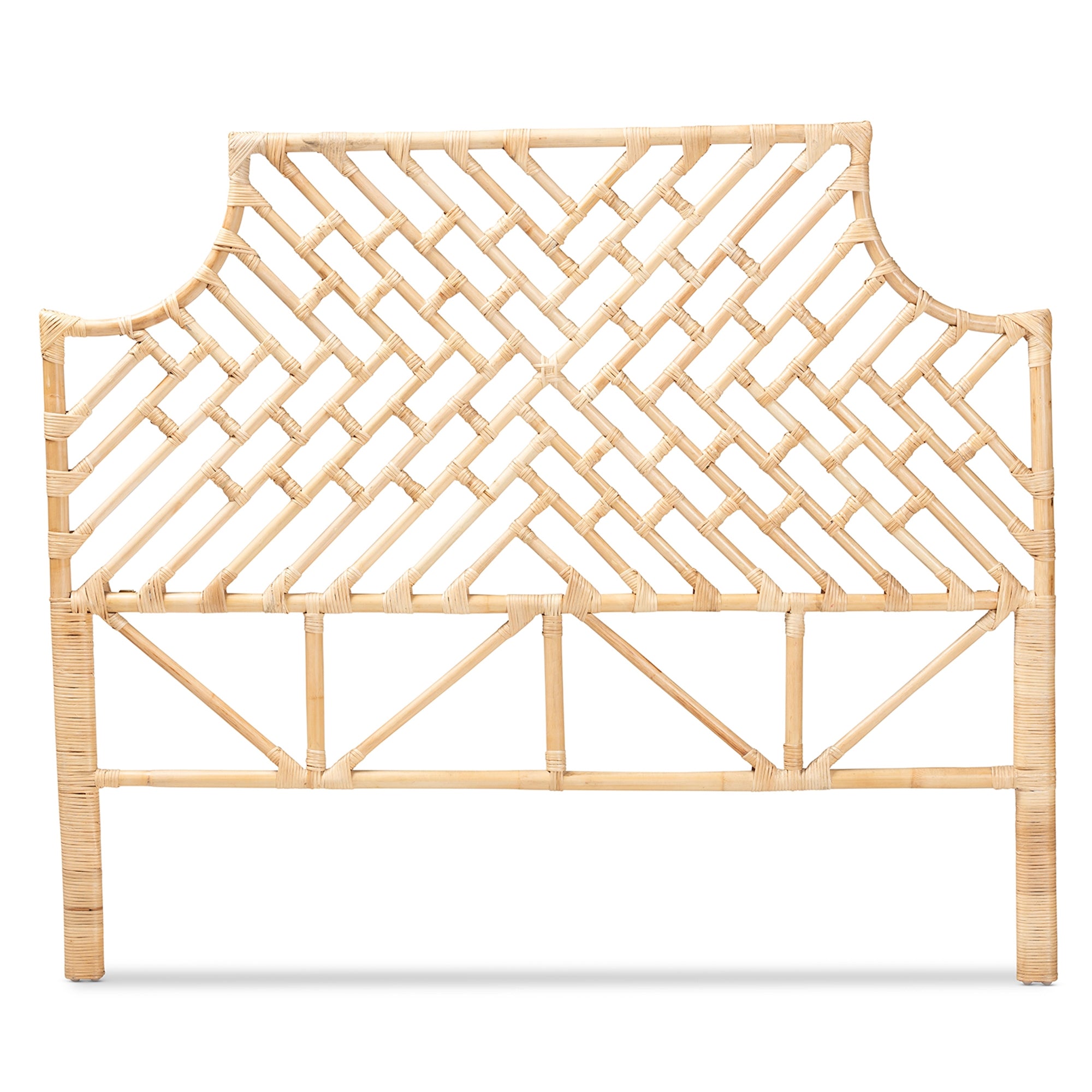 bali & pari Jayliah Modern Bohemian Natural Brown Rattan Queen Size Standalone Headboard