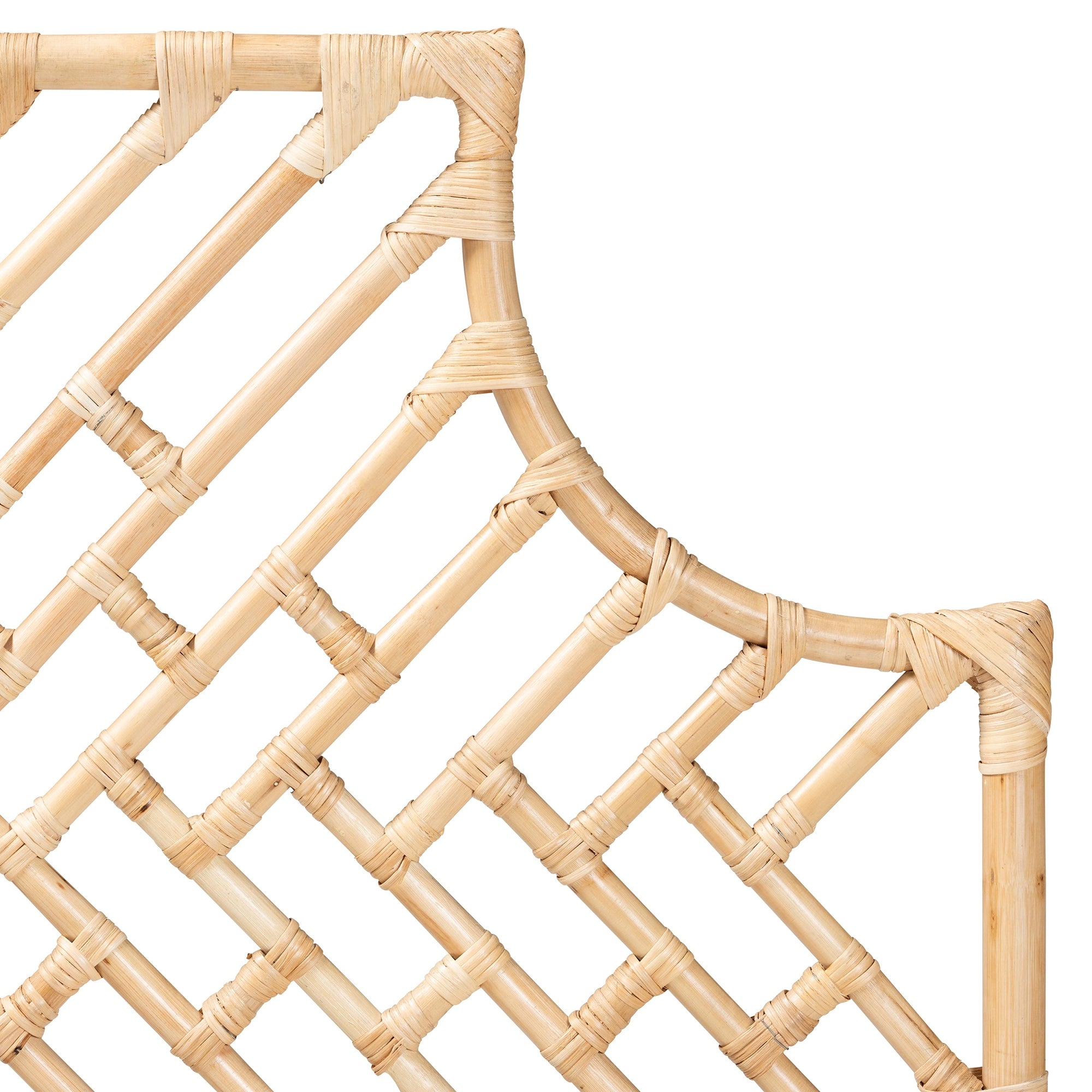 bali & pari Jayliah Modern Bohemian Natural Brown Rattan Queen Size Standalone Headboard