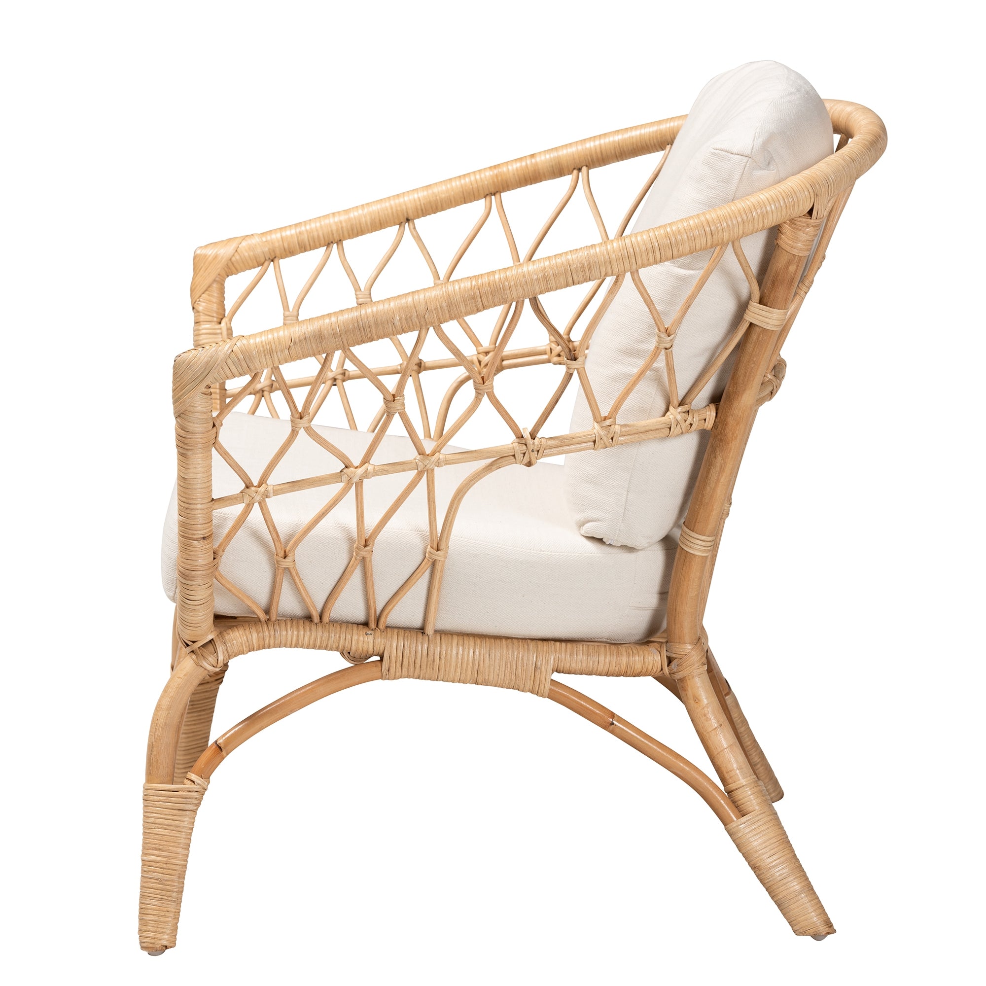 bali & pari Feya Modern Bohemian Natural Brown Antique Rattan Armchair