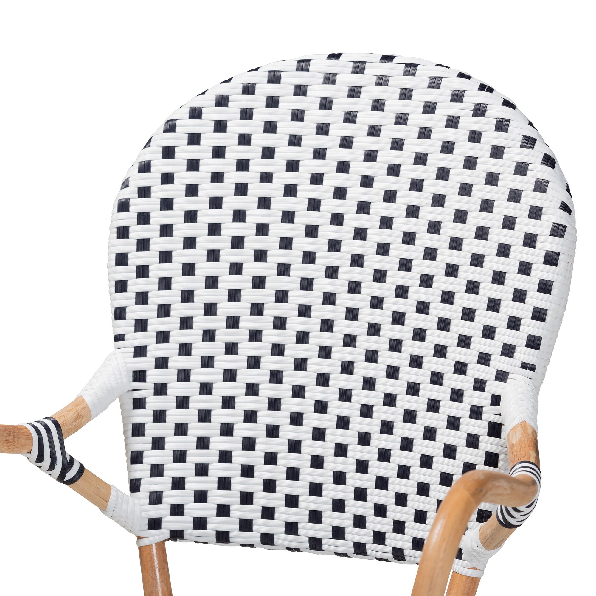 Baxton Studio Naila Classic French Black and White Plastic and Natural Brown Rattan 5-Piece Indoor and Outdoor Bistro Set