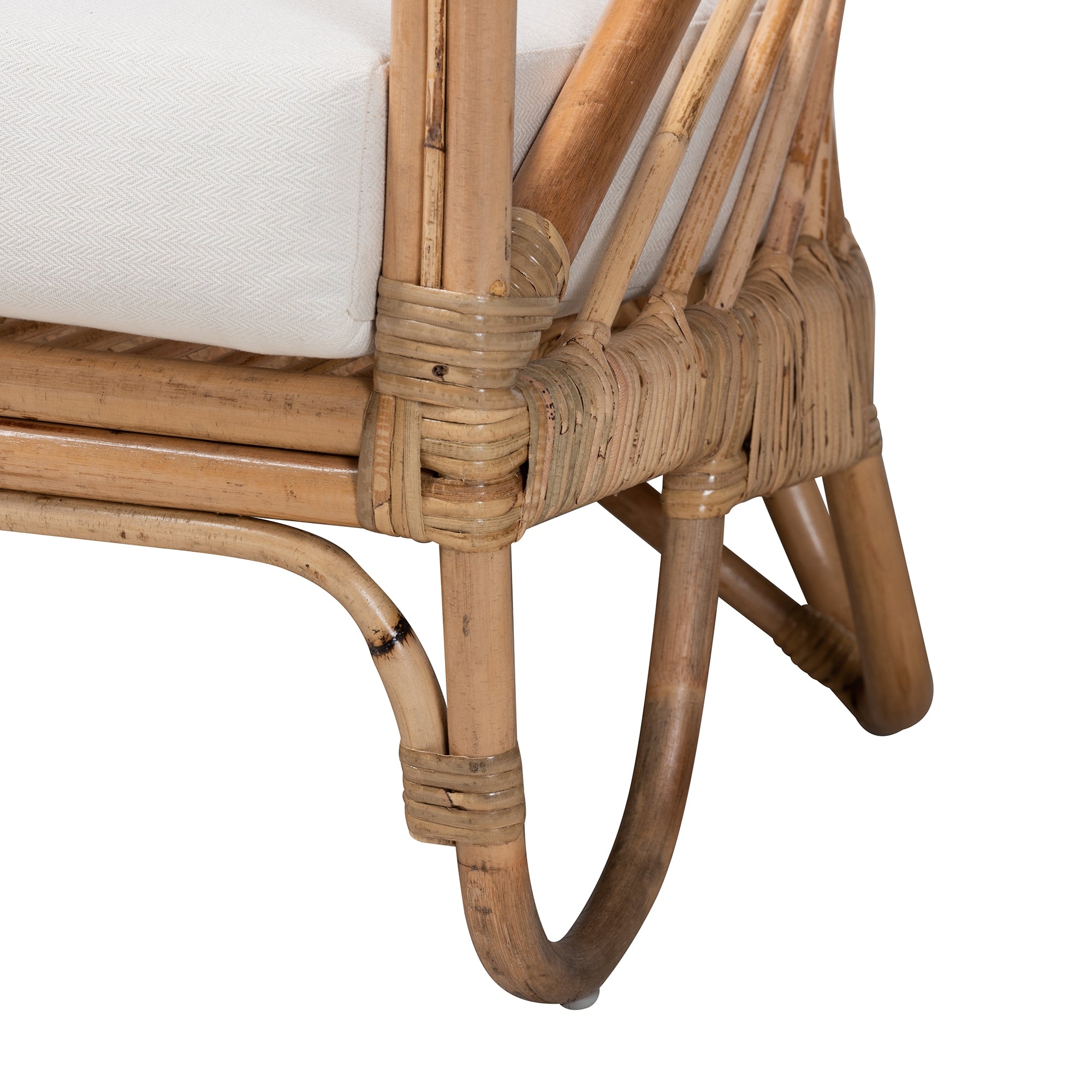 bali & pari Aliane Modern Bohemian Natural Brown Antique Rattan Loveseat