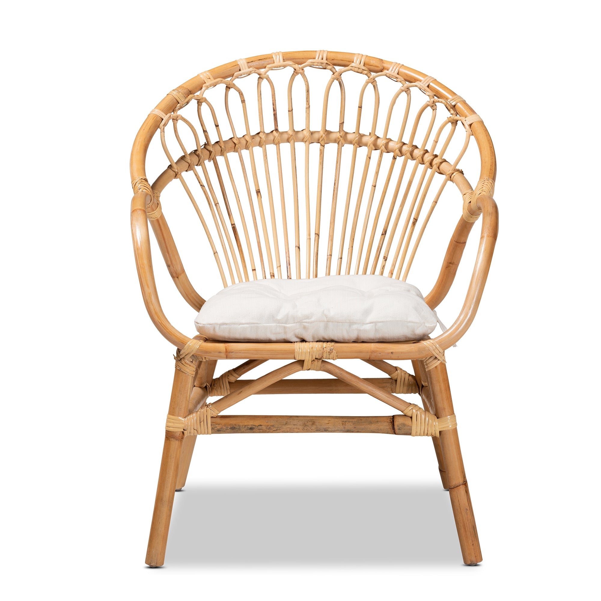 bali & pari Benicia Modern Bohemian Natural Brown Rattan Dining Chair