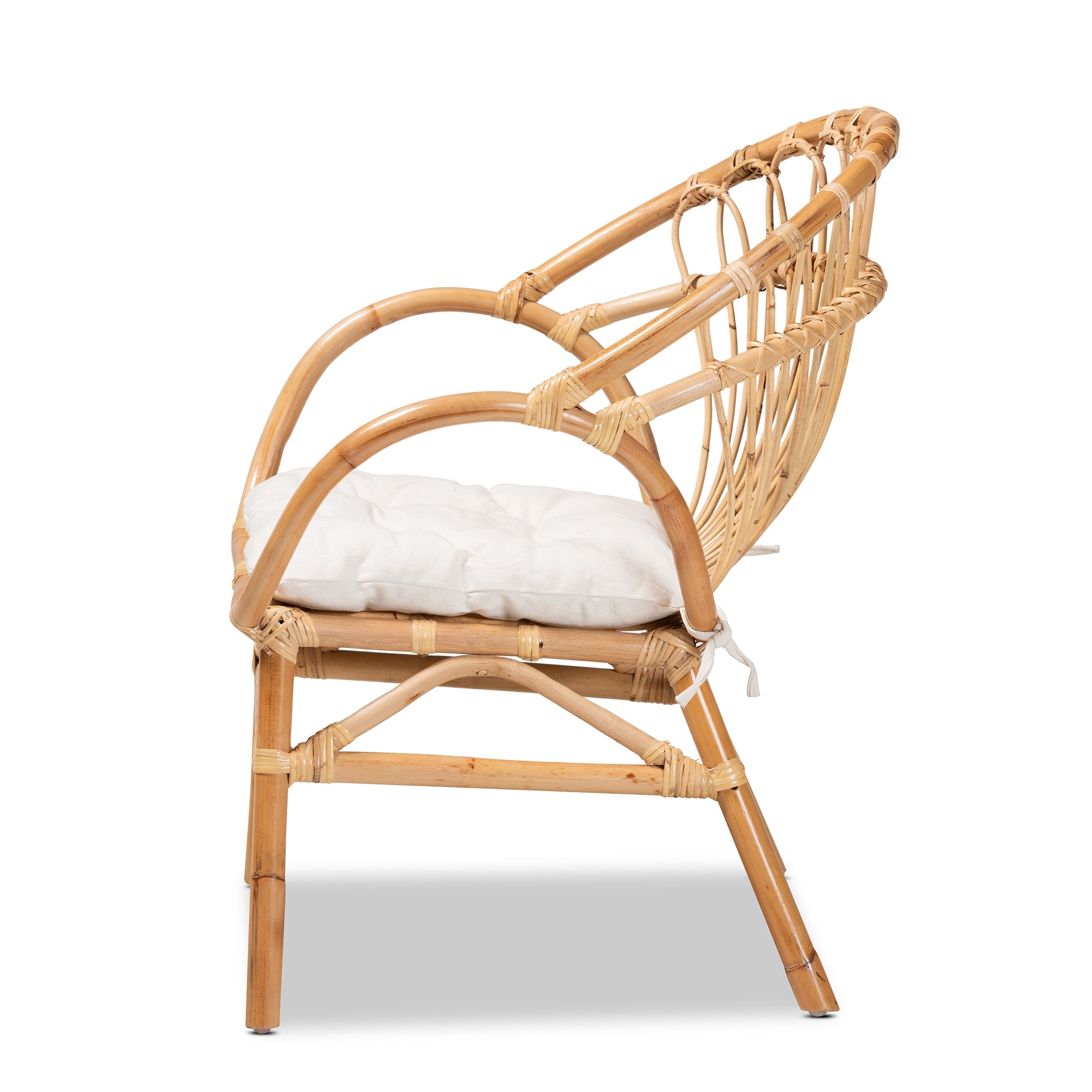 bali & pari Benicia Modern Bohemian Natural Brown Rattan Dining Chair
