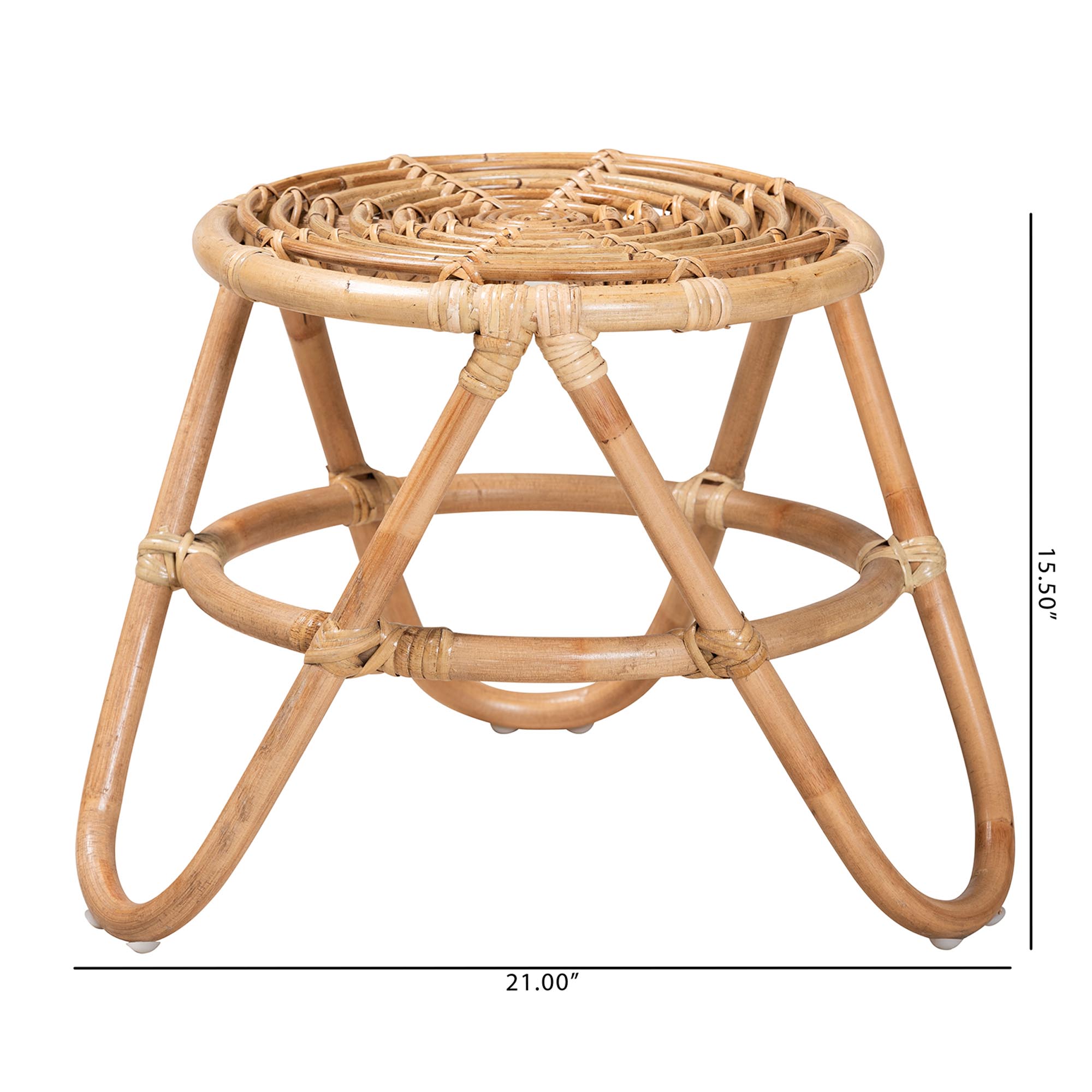 bali & pari Jacinda Modern Bohemian Natural Brown Rattan End Table