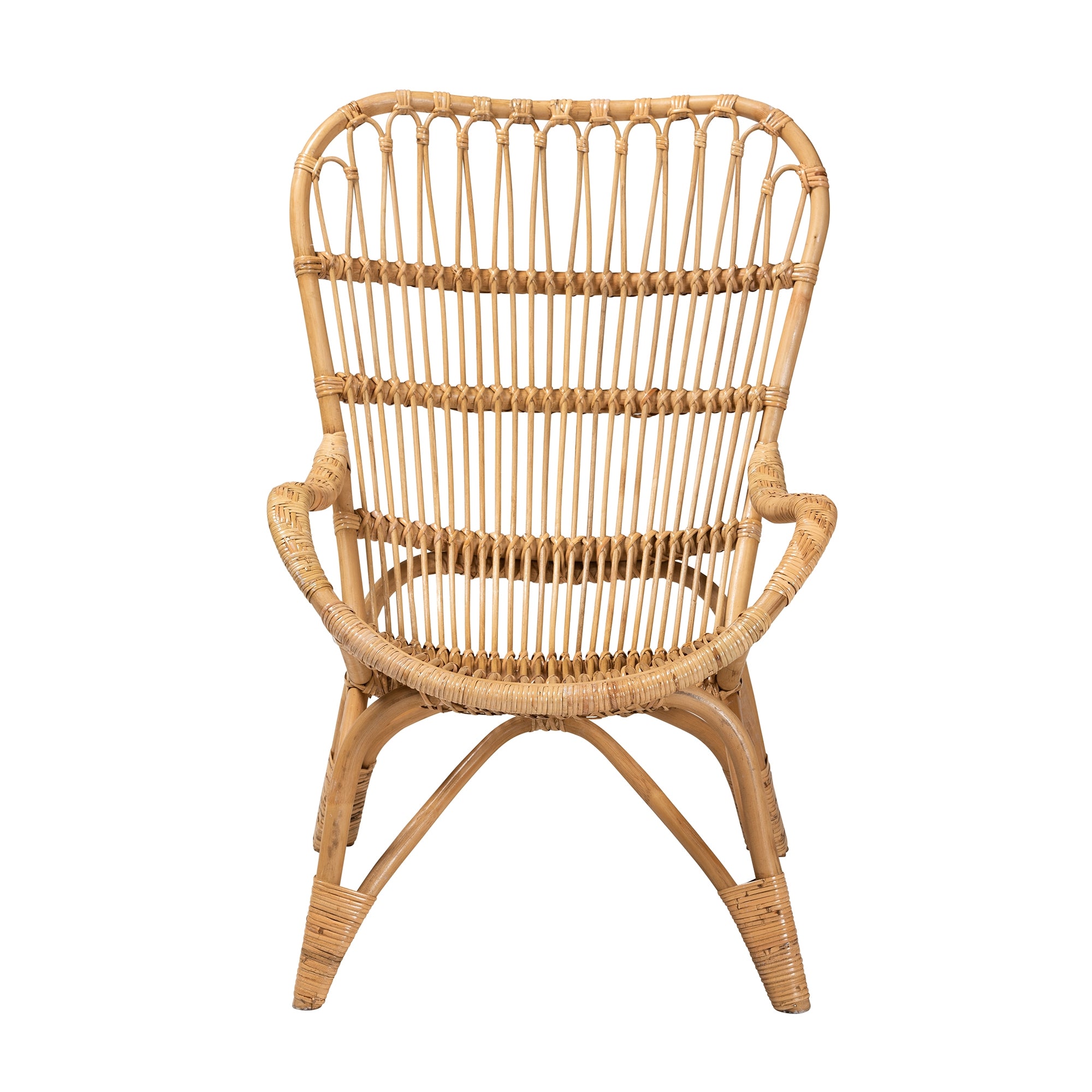bali & pari Earvin Modern Bohemian Natural Brown Rattan Armchair