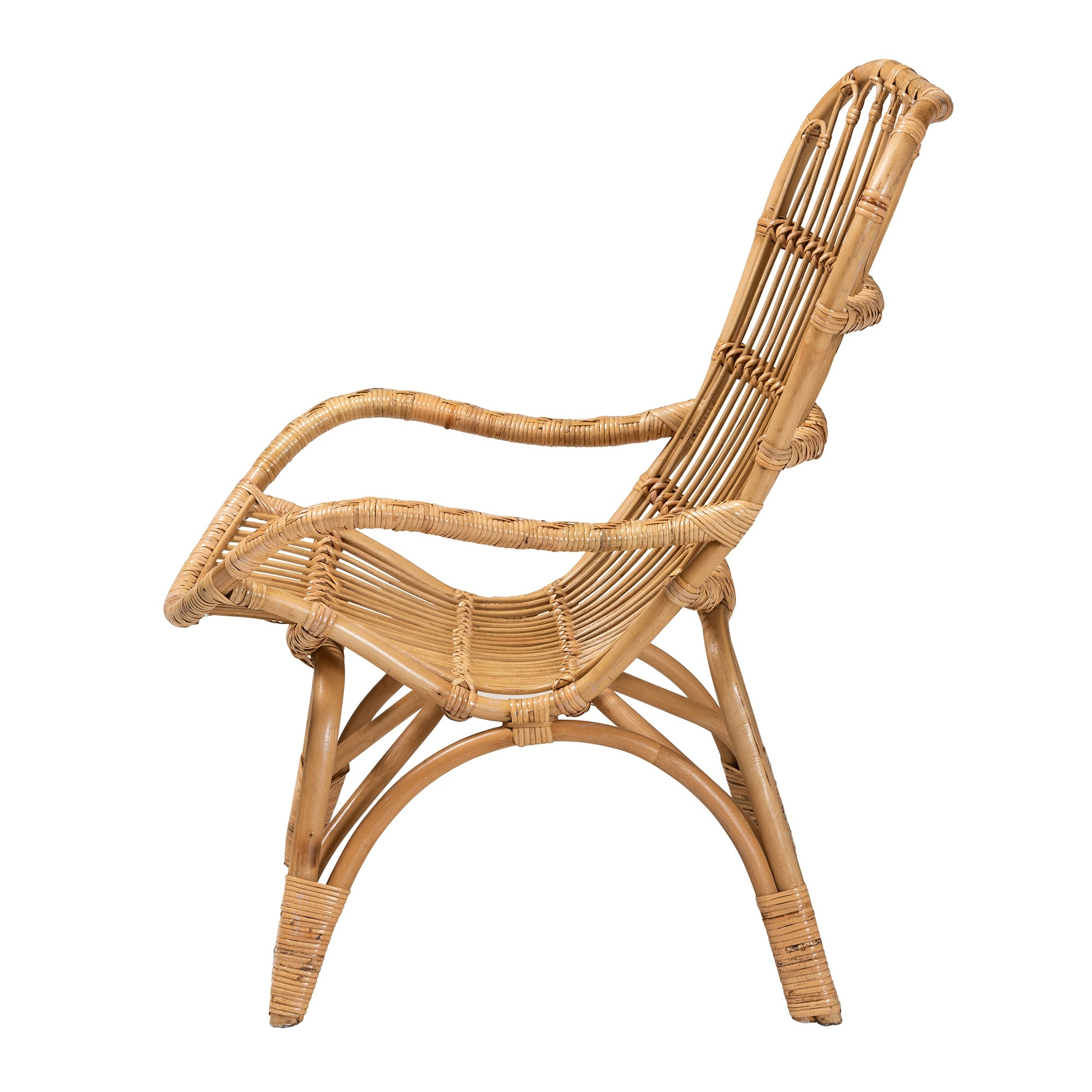 bali & pari Earvin Modern Bohemian Natural Brown Rattan Armchair