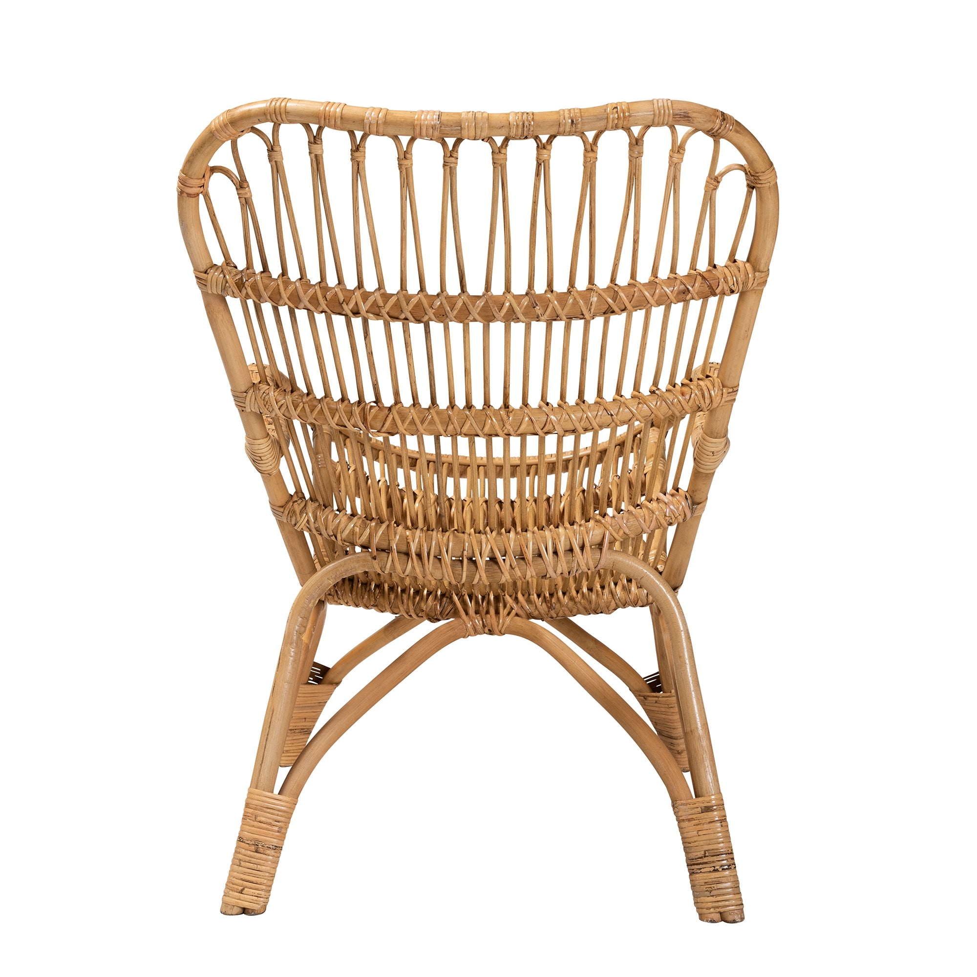 bali & pari Earvin Modern Bohemian Natural Brown Rattan Armchair