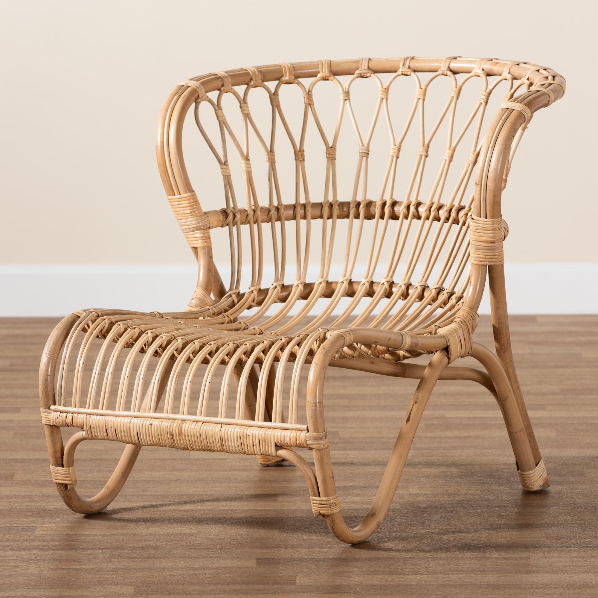 bali & pari Alaya Modern Bohemian Natural Brown Rattan Accent Chair