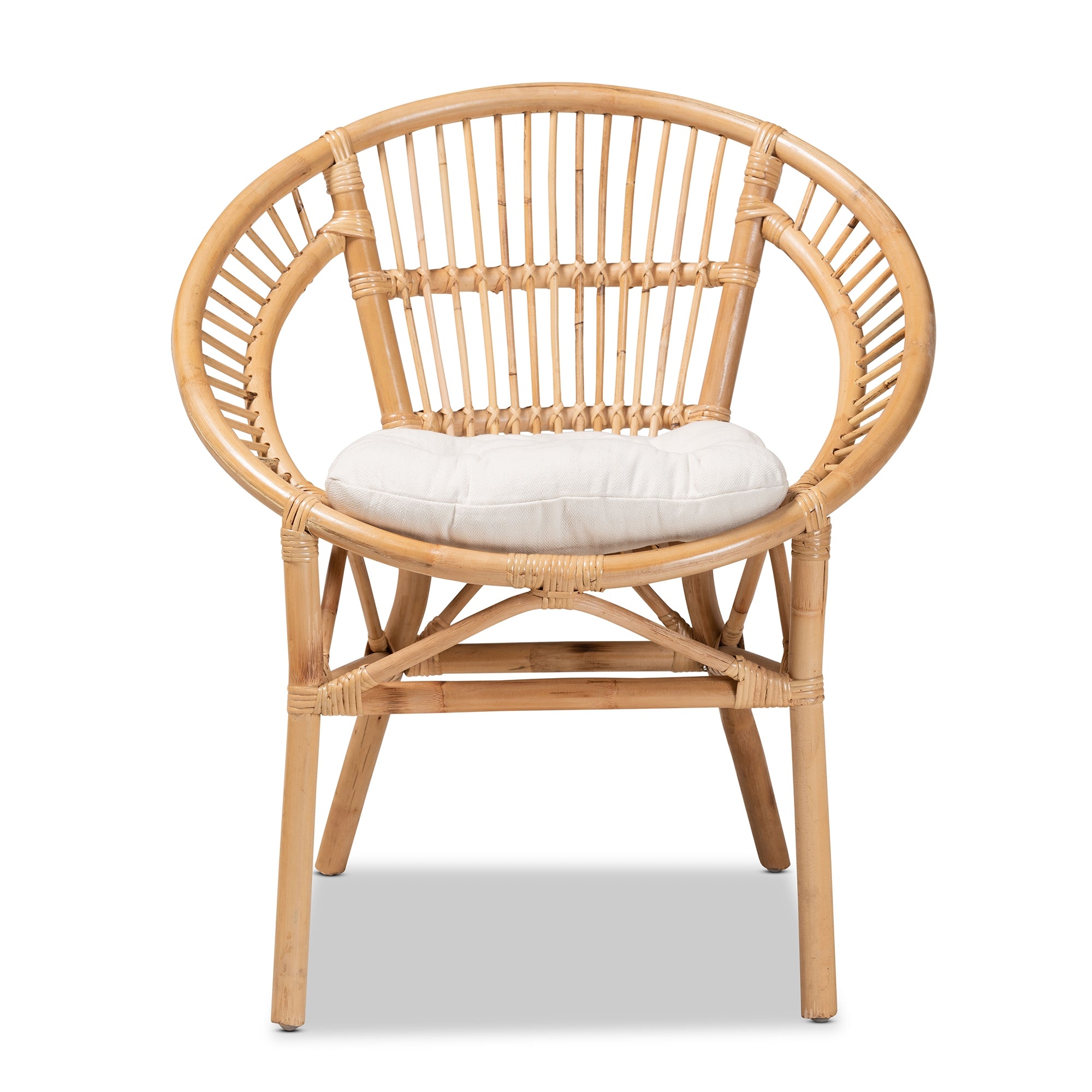 bali & pari Adrina Modern Bohemian Natural Brown Rattan Dining Chair