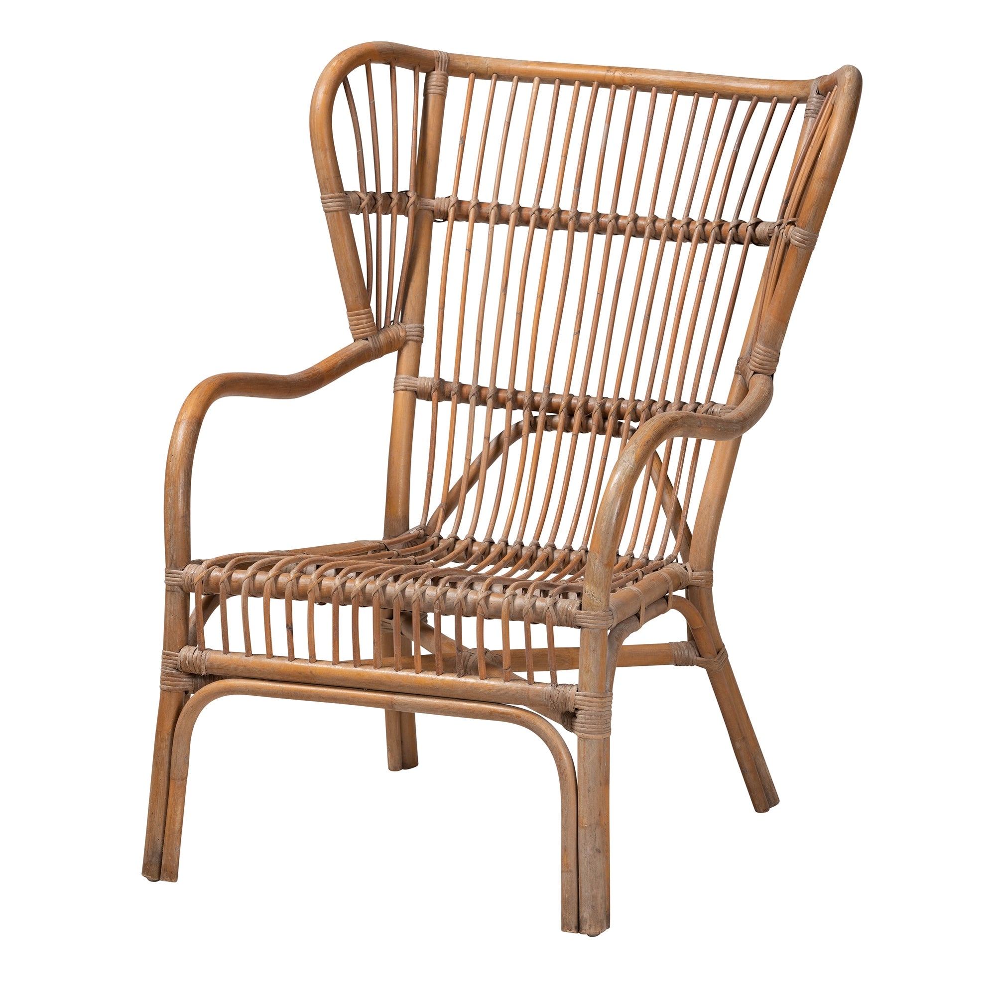 bali & pari Lamaria Modern Bohmenian Natural Brown Antique Rattan Armchair