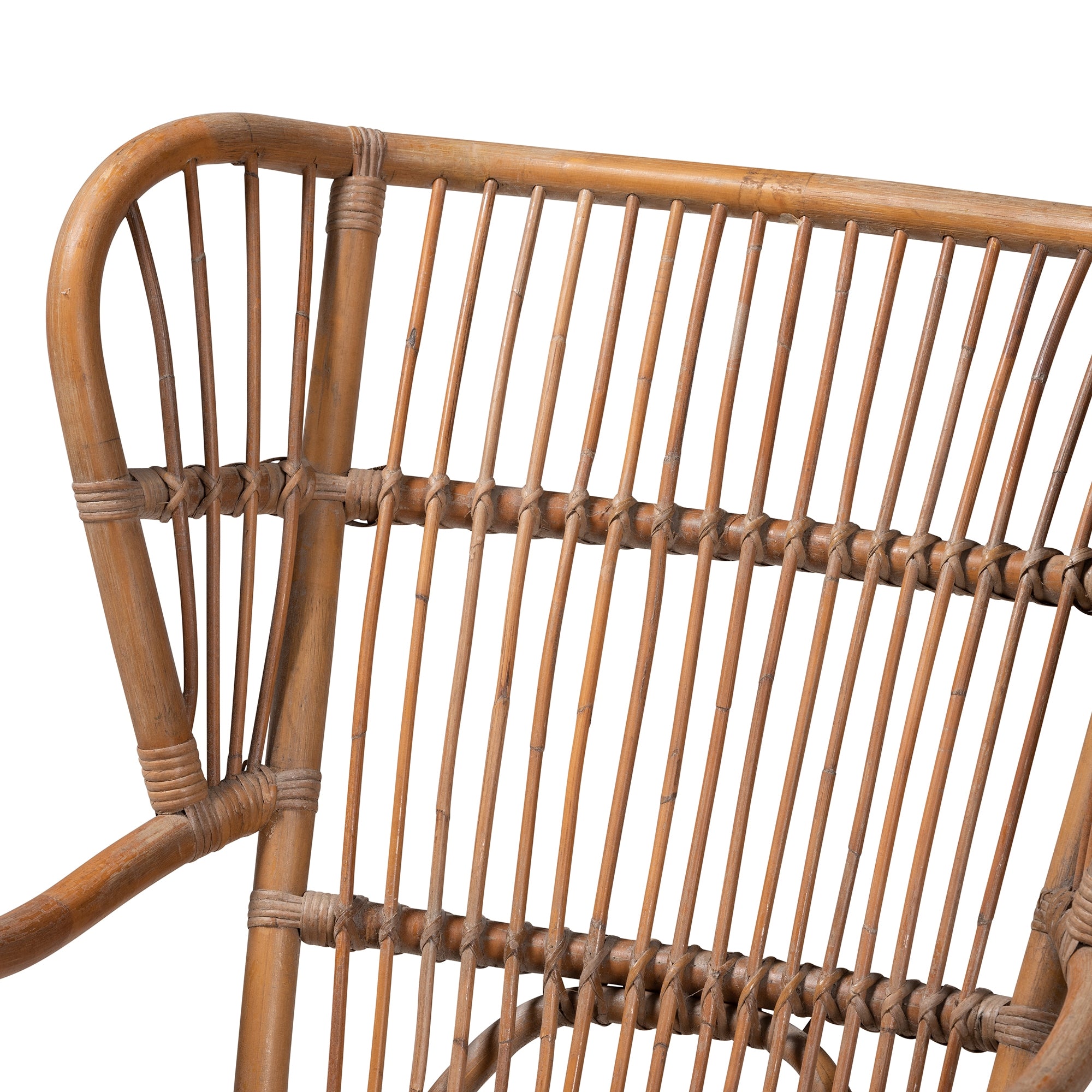 bali & pari Lamaria Modern Bohmenian Natural Brown Antique Rattan Armchair