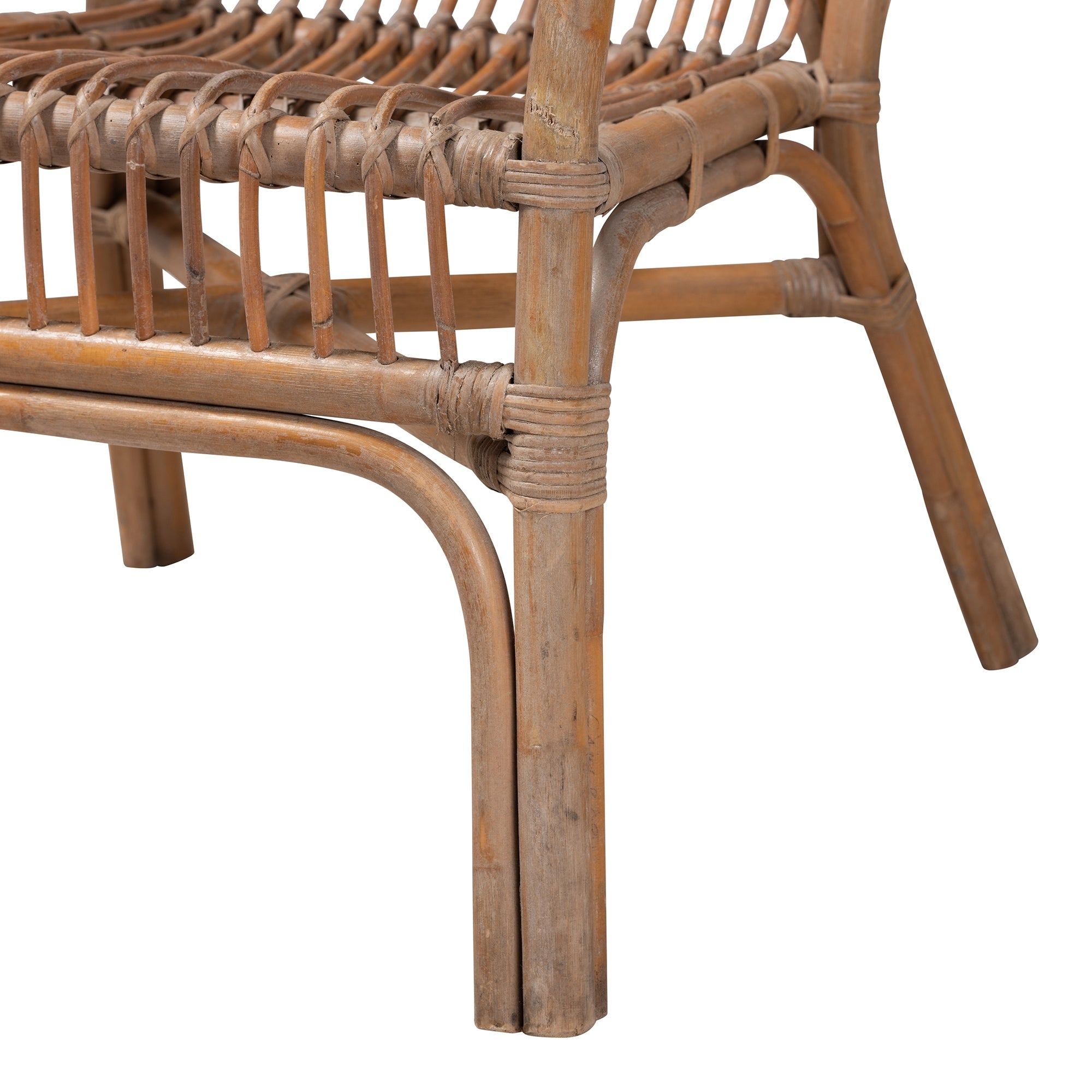 bali & pari Lamaria Modern Bohmenian Natural Brown Antique Rattan Armchair