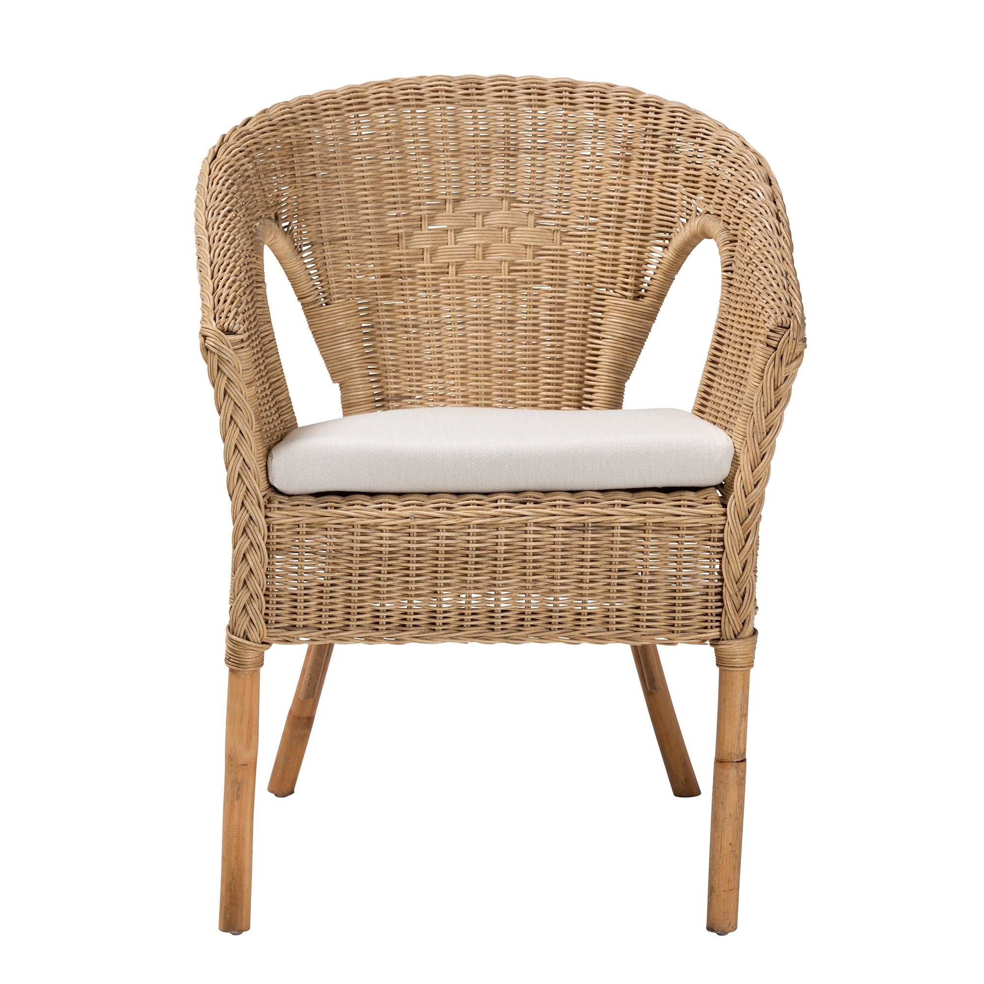 bali & pari Abbey Modern Bohemian Natural Brown Antique Rattan Dining Chair