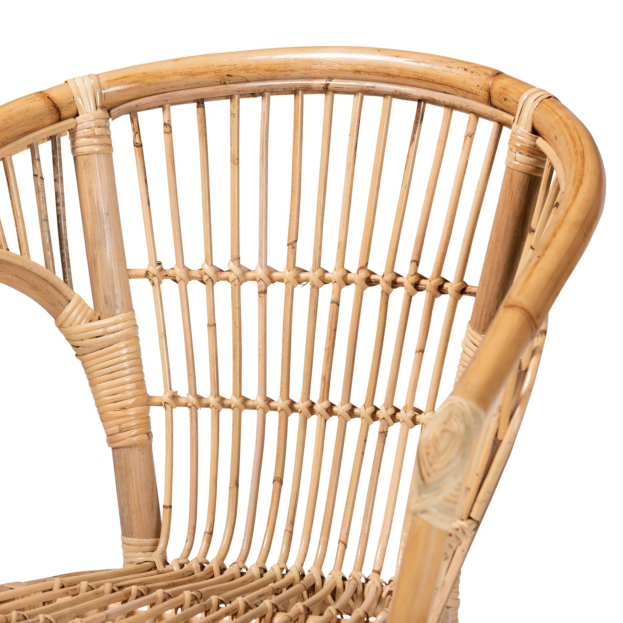 bali & pari Alleta Modern Bohemian Natural Brown Rattan 2-Piece Dining Chair Set