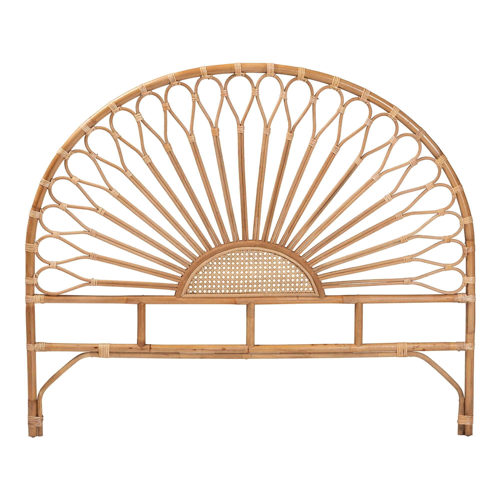 bali & pari Perenna Modern Bohemian Natural Rattan Queen Size Standalone Headboard