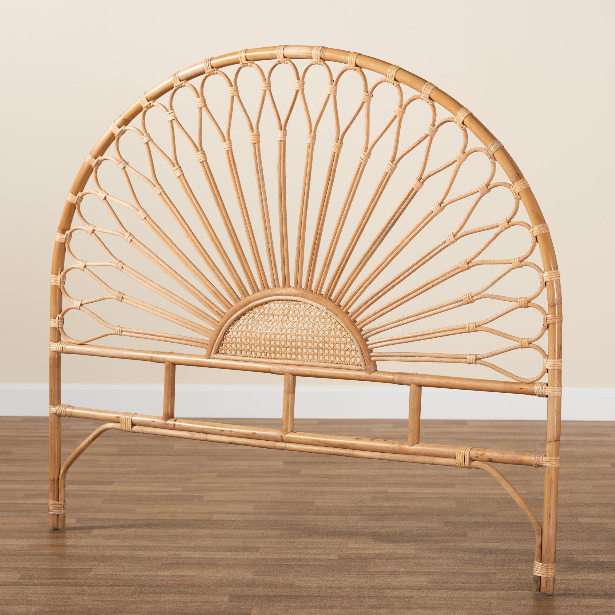 bali & pari Perenna Modern Bohemian Natural Rattan Queen Size Standalone Headboard