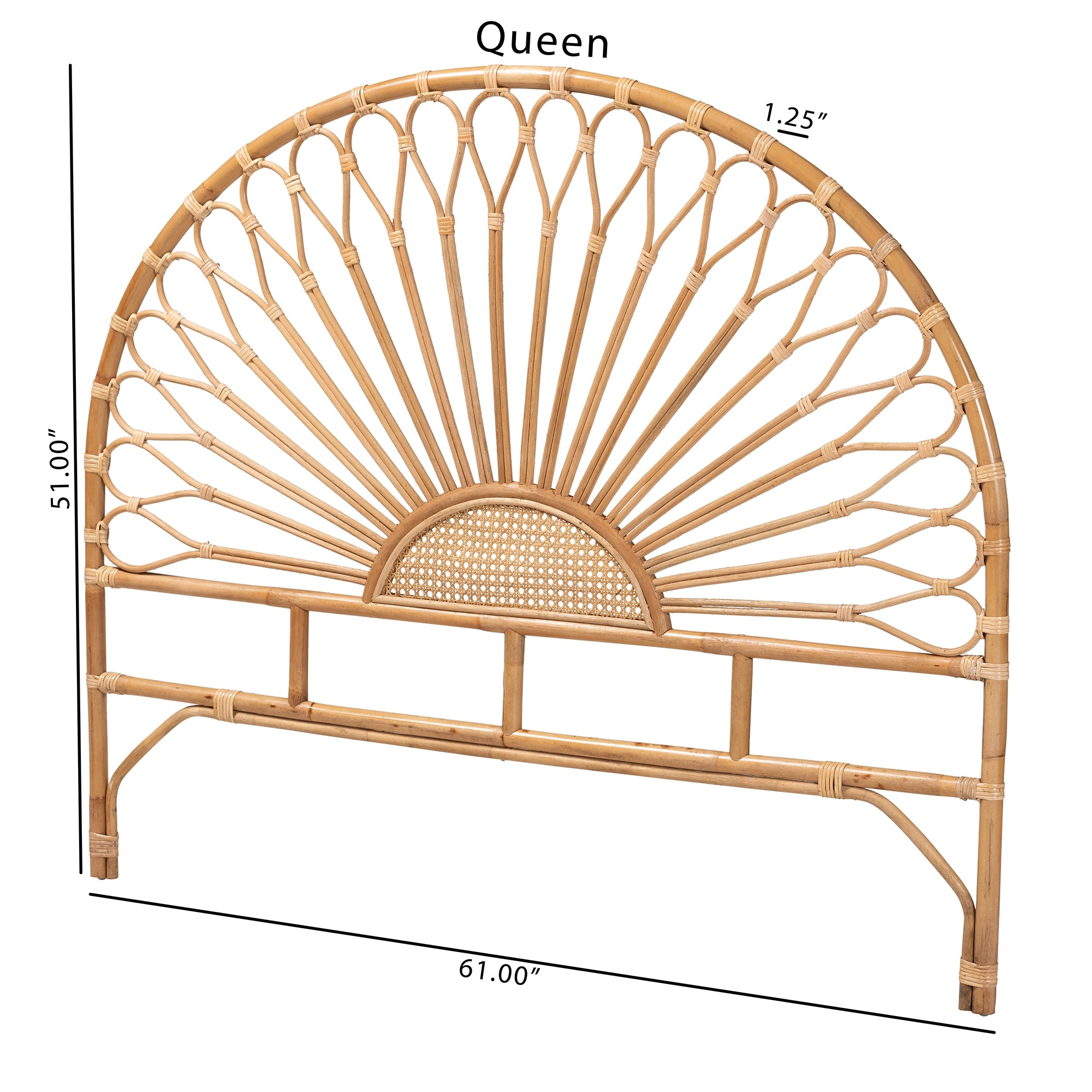 bali & pari Perenna Modern Bohemian Natural Rattan Queen Size Standalone Headboard