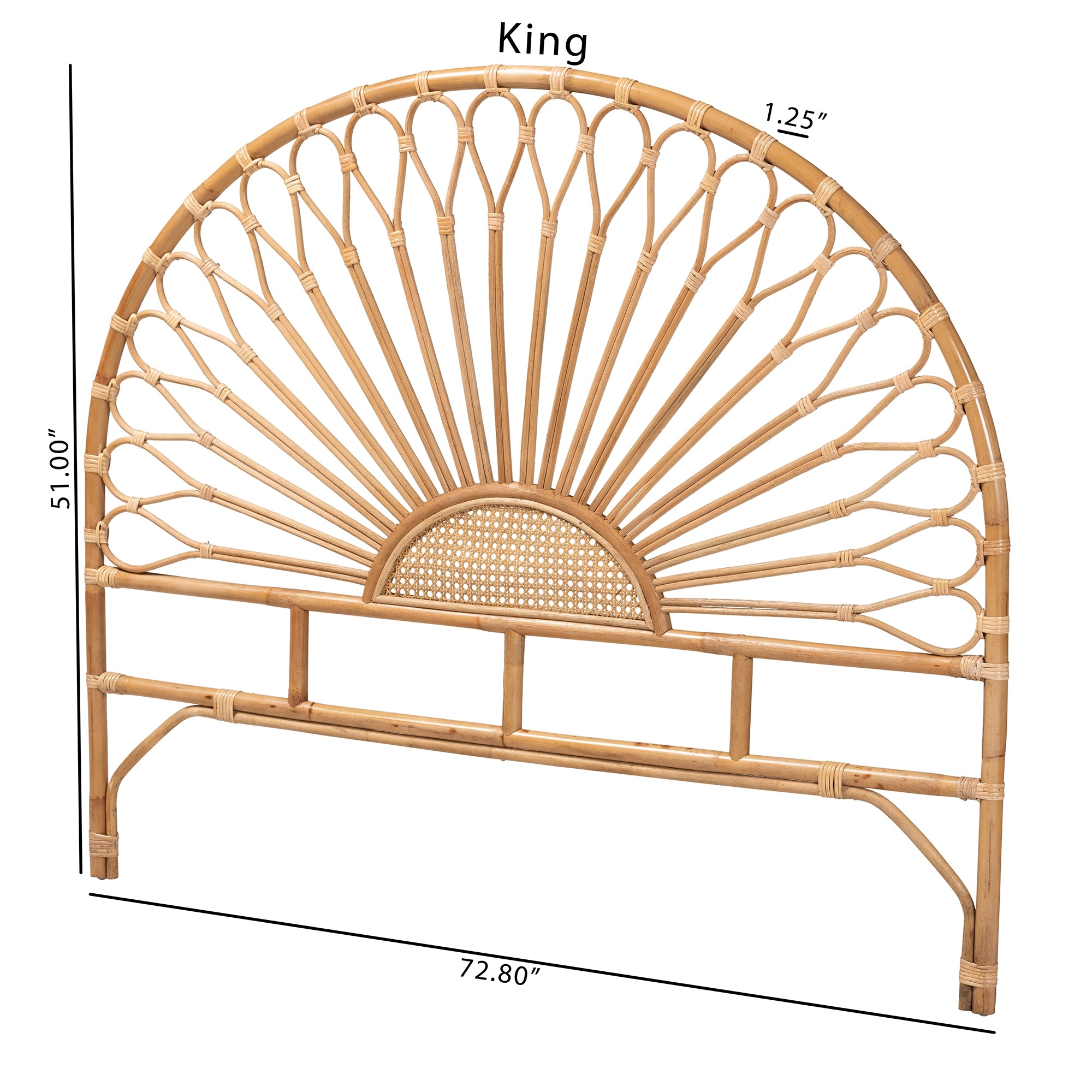 bali & pari Perenna Modern Bohemian Natural Rattan Queen Size Standalone Headboard