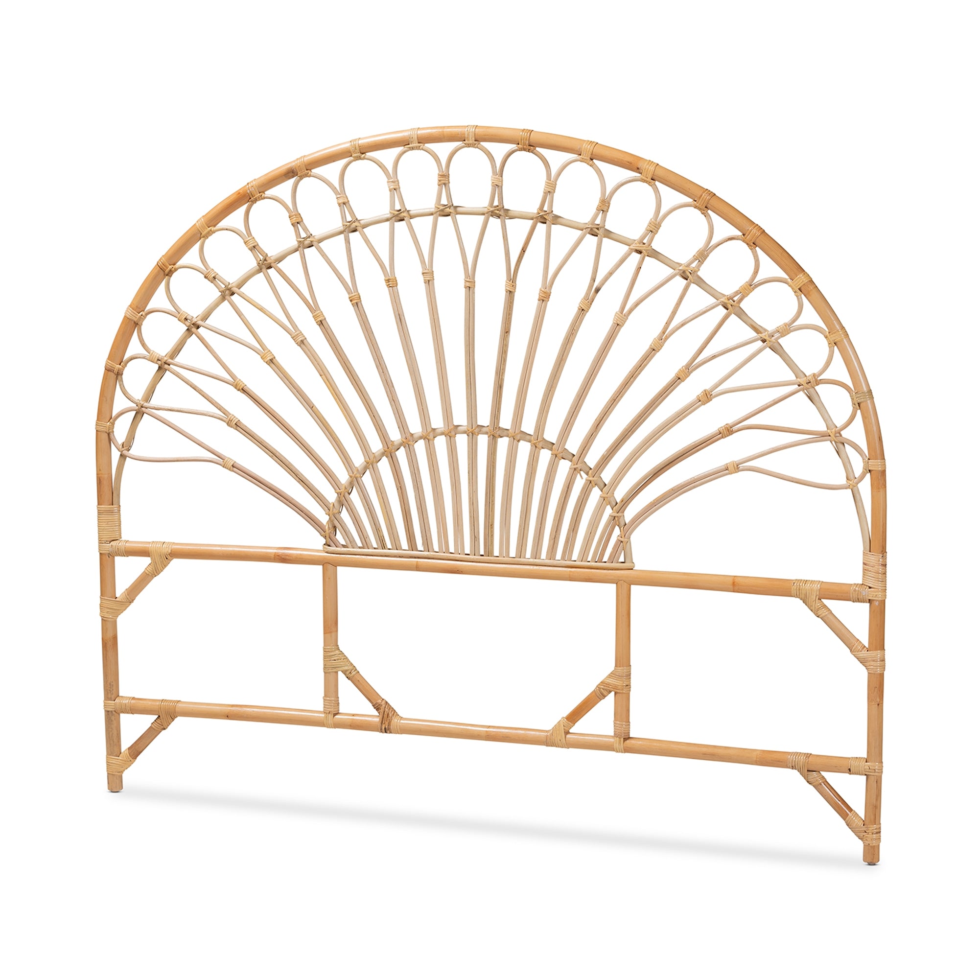 bali & pari Devereaux Modern Bohemian Natural Brown Rattan King Size Standalone Headboard