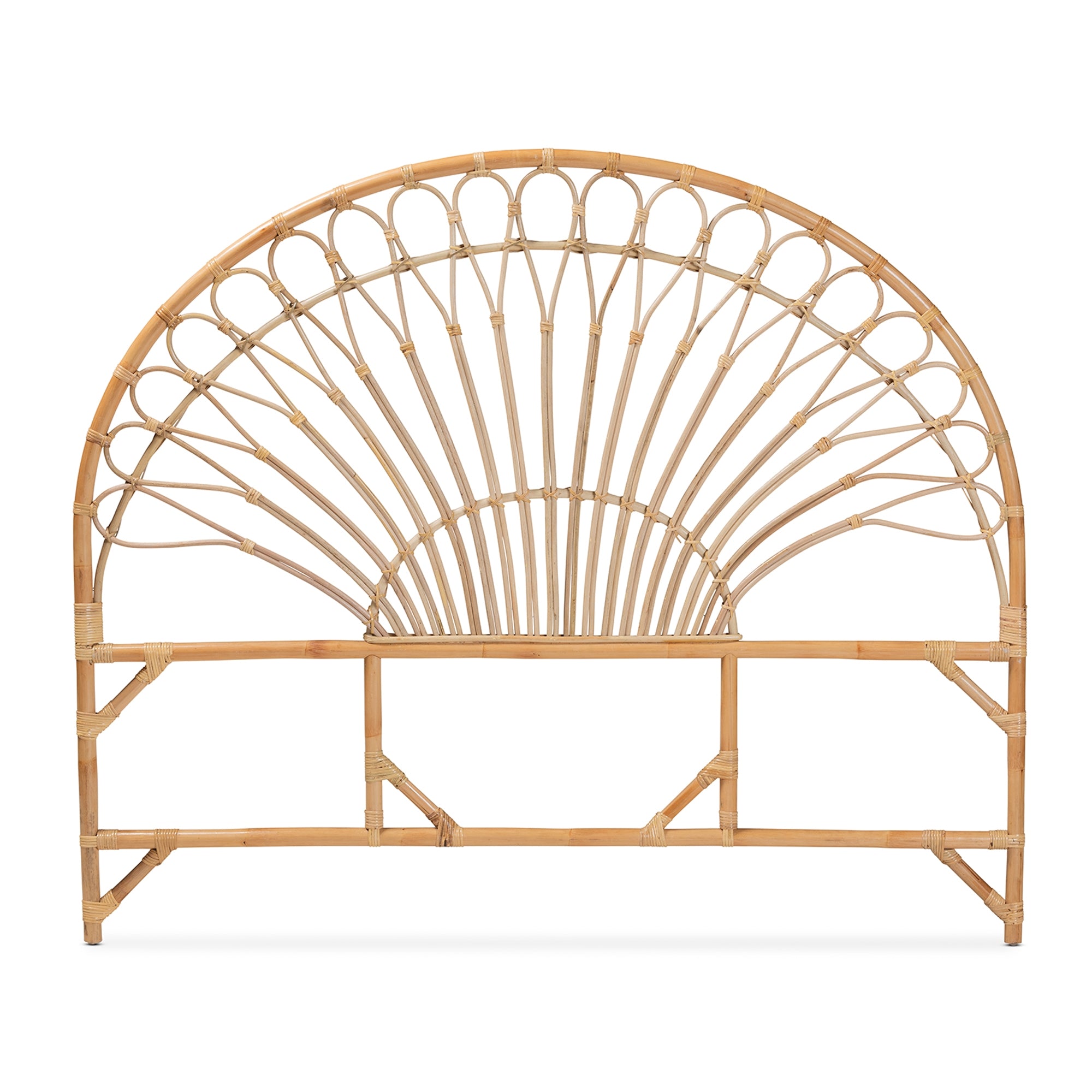 bali & pari Devereaux Modern Bohemian Natural Brown Rattan King Size Standalone Headboard