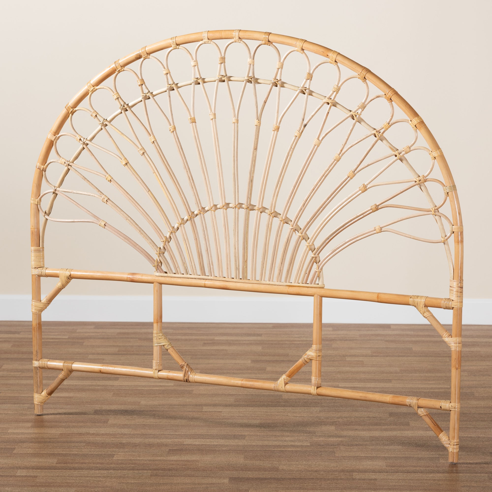 bali & pari Devereaux Modern Bohemian Natural Brown Rattan King Size Standalone Headboard