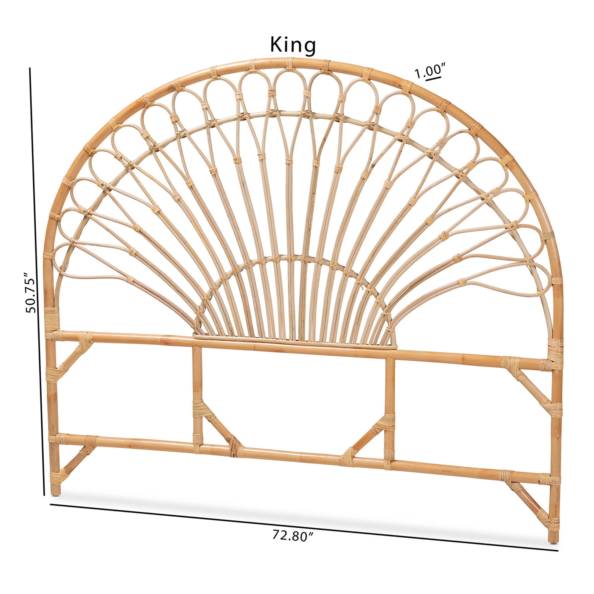 bali & pari Devereaux Modern Bohemian Natural Brown Rattan King Size Standalone Headboard