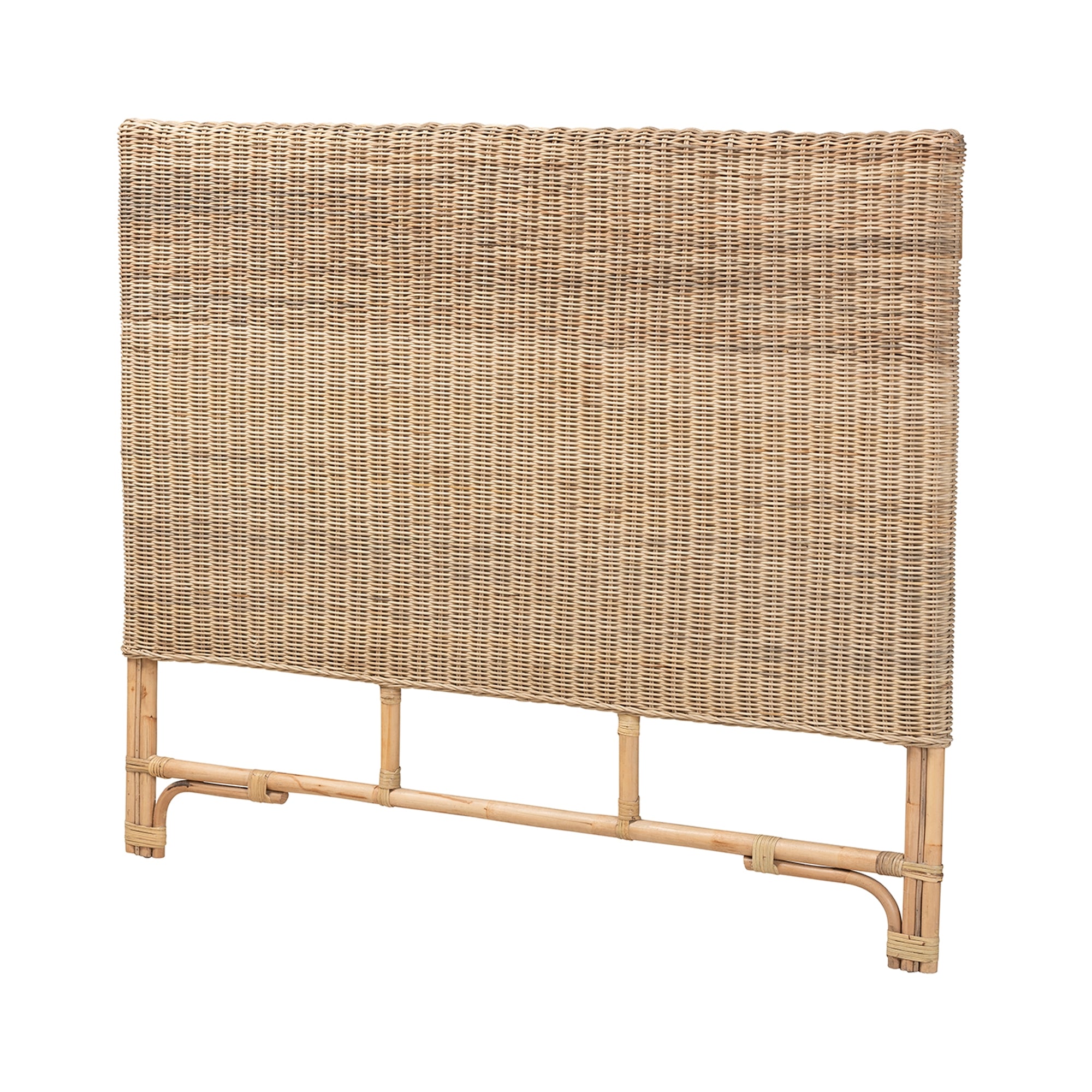 bali & pari Cantara Modern Bohemian Natural Rattan Queen Size Standalone Headboard