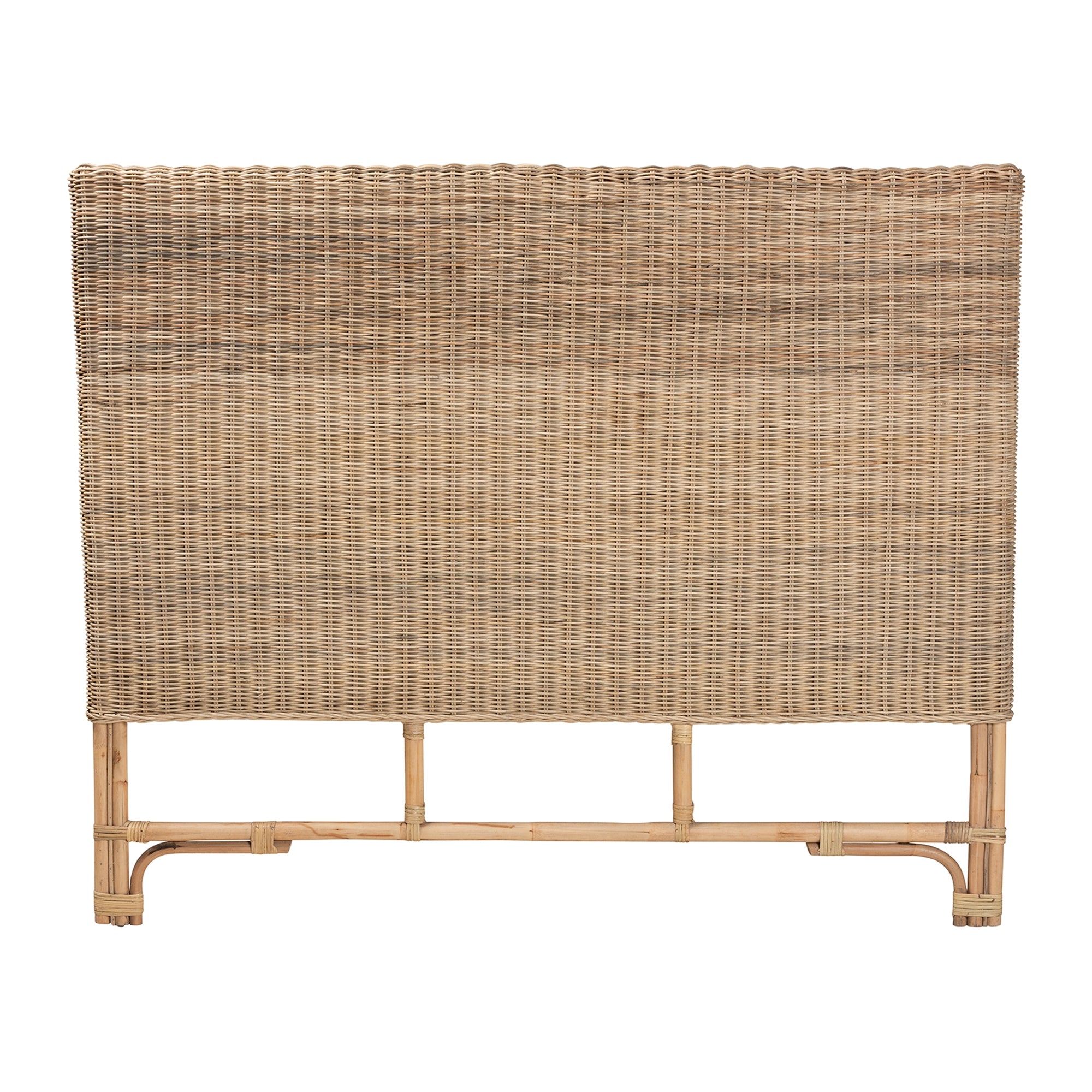 bali & pari Cantara Modern Bohemian Natural Rattan Queen Size Standalone Headboard
