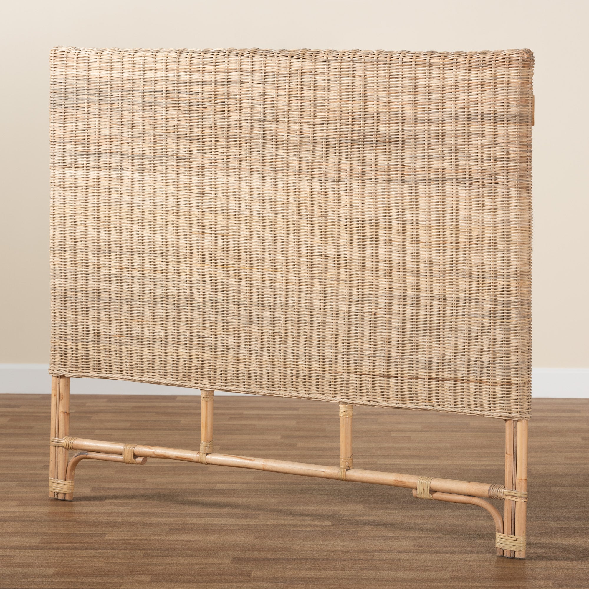 bali & pari Cantara Modern Bohemian Natural Rattan Queen Size Standalone Headboard