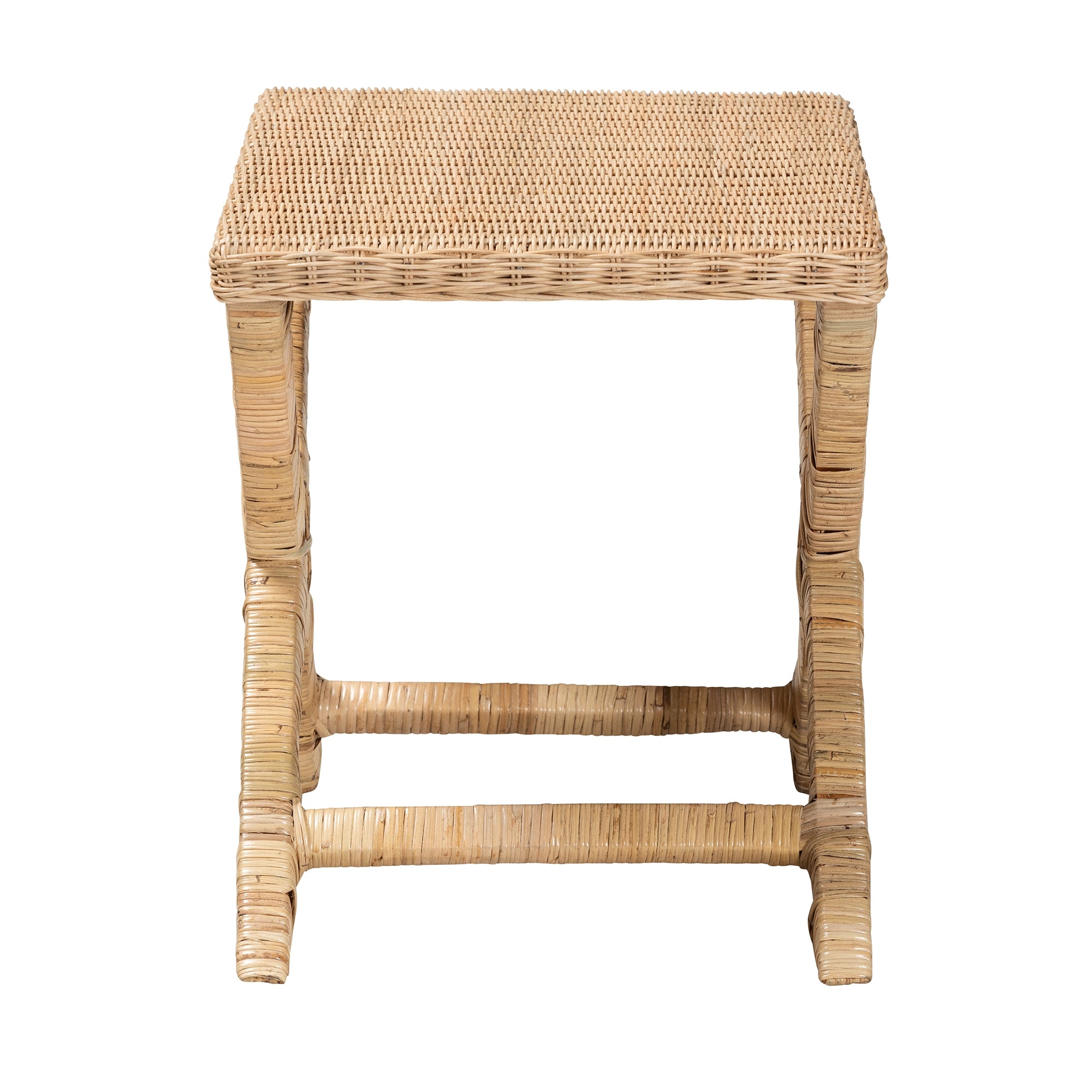 bali & pari Farica Modern Bohemian Natural Rattan And Mahogany Accent Bench