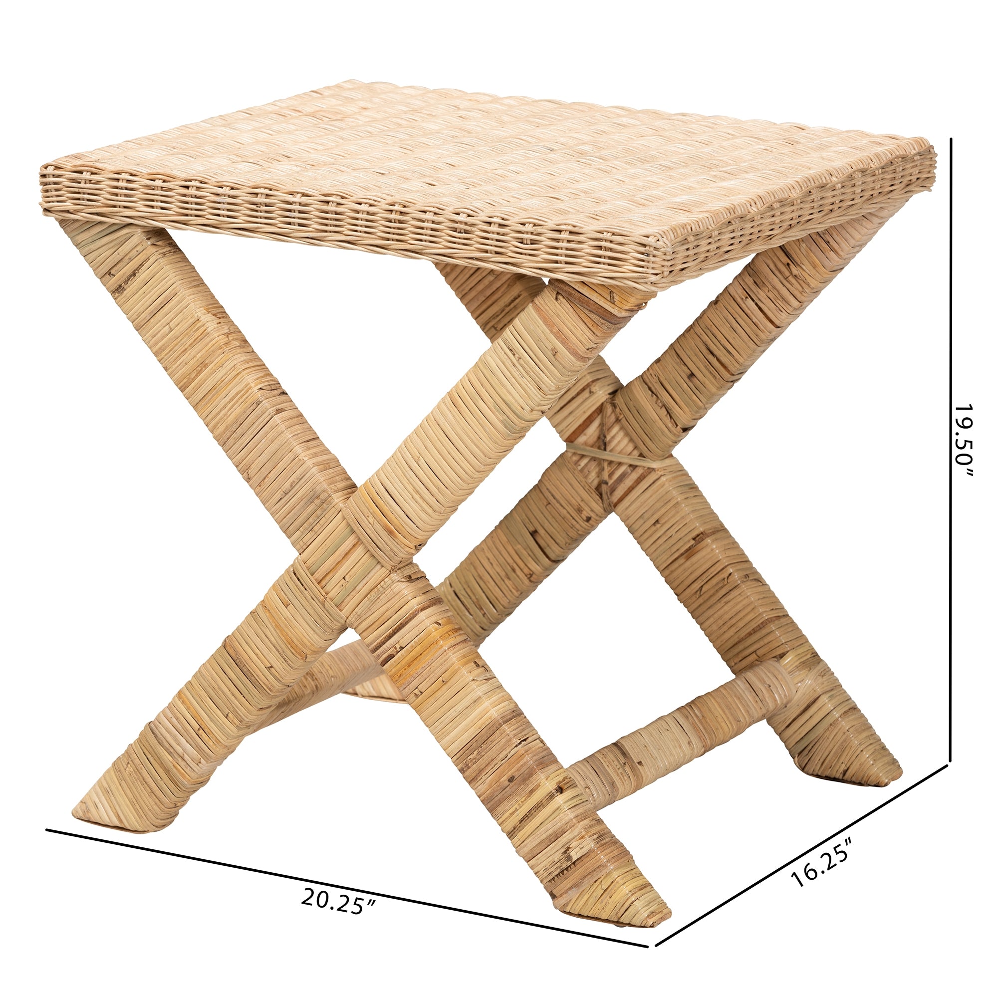 bali & pari Farica Modern Bohemian Natural Rattan And Mahogany Accent Bench