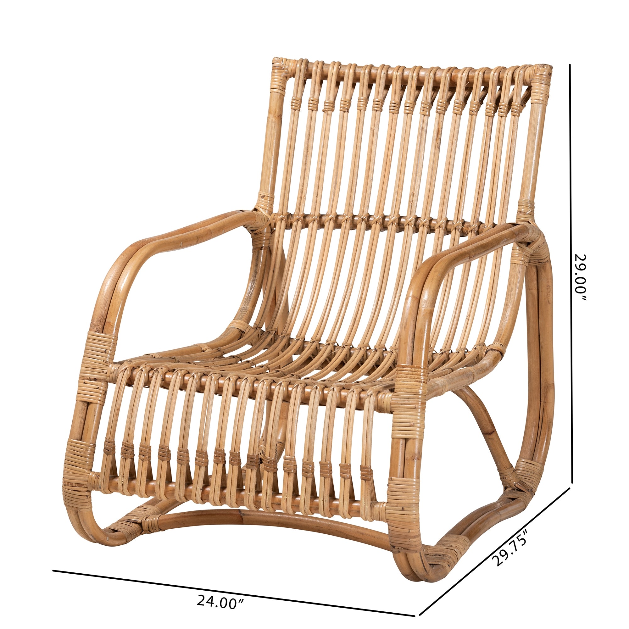 bali & pari Blanca Modern Bohemian Natural Rattan Accent Chair