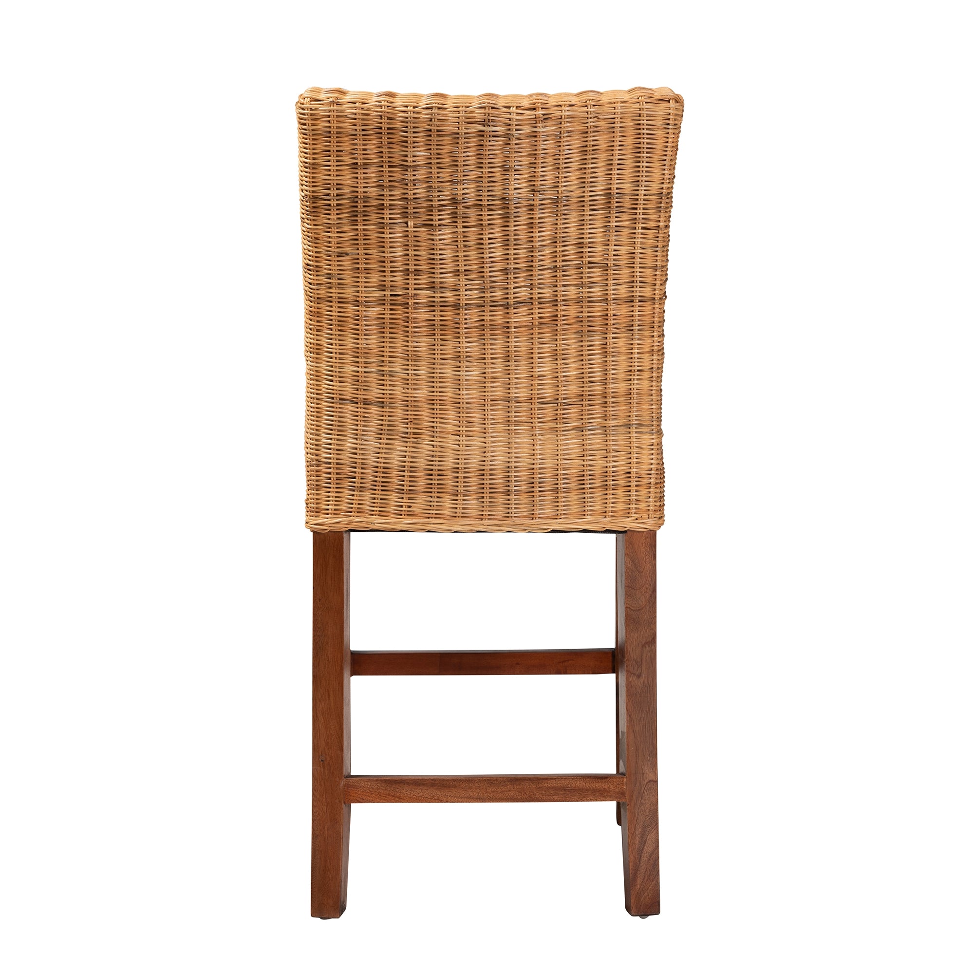bali & pari Racquel Modern Bohemian Natural Rattan and Mahogany Wood Counter Stool