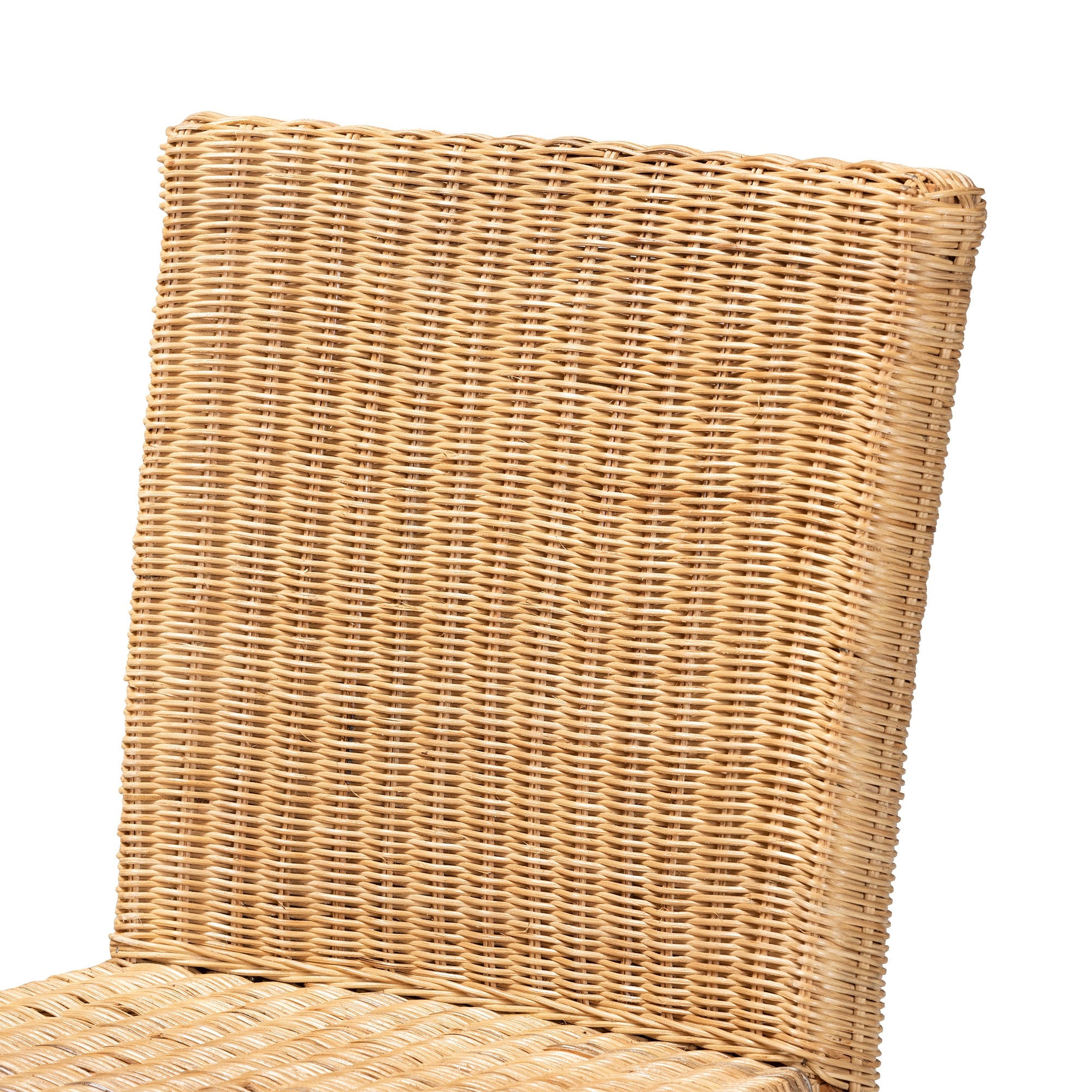 bali & pari Racquel Modern Bohemian Natural Rattan and Mahogany Wood Bar Stool