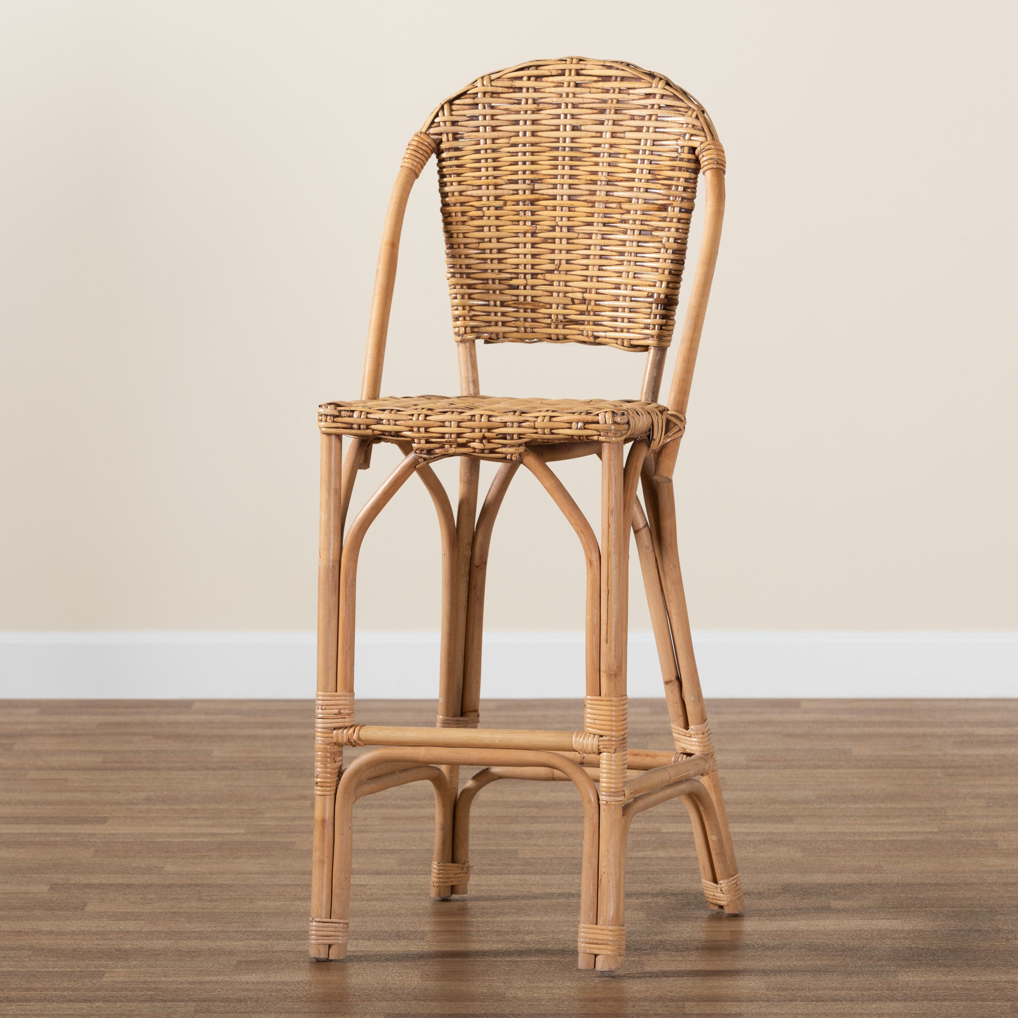 bali & pari Neola Modern Bohemian Natural Rattan Bar Stool