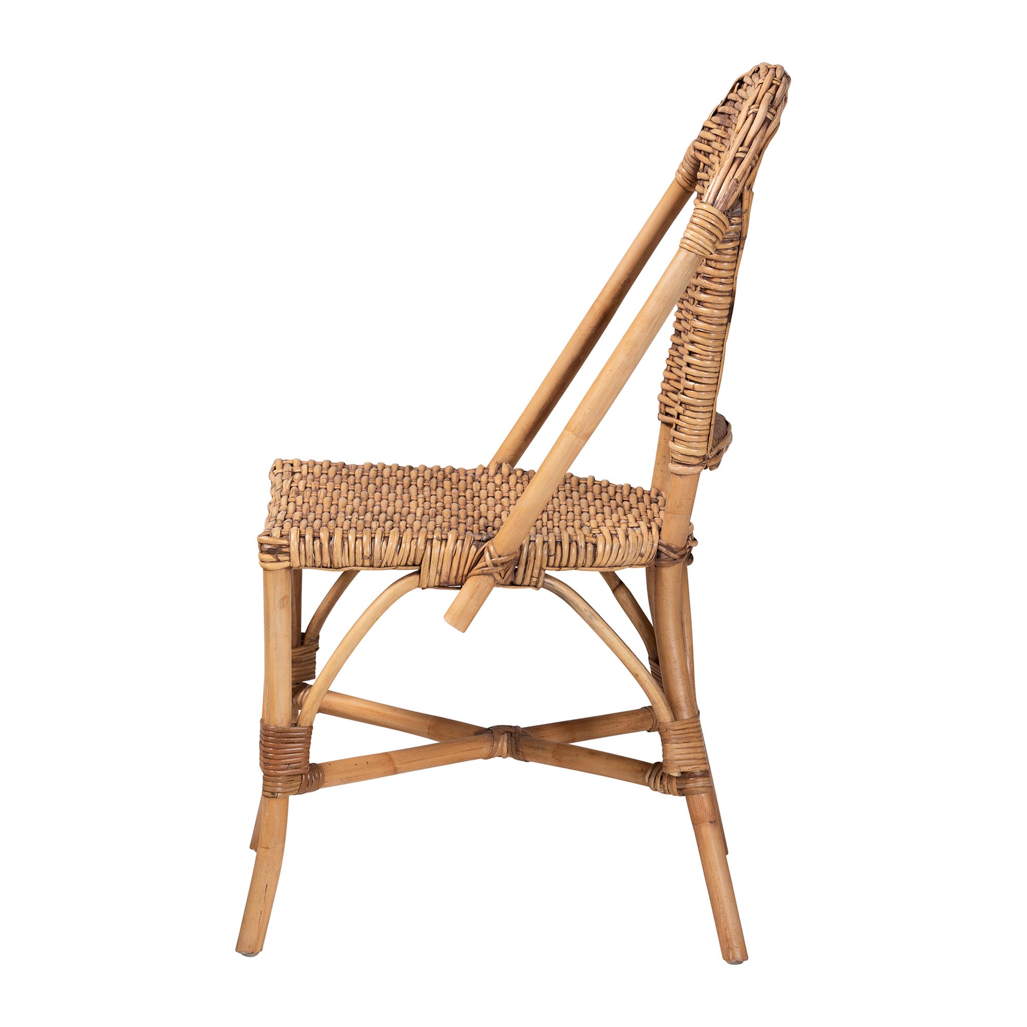 bali & pari Neola Modern Bohemian Natural Rattan Dining Chair