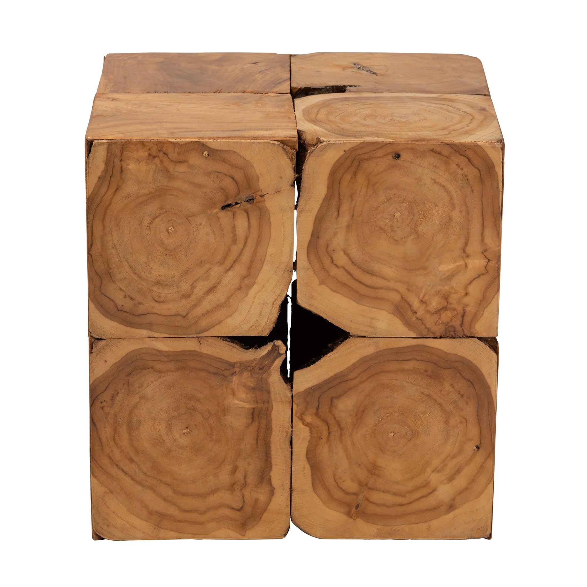 bali & pari Eldora Rustic Transitional Natural Brown Teak Root End Table