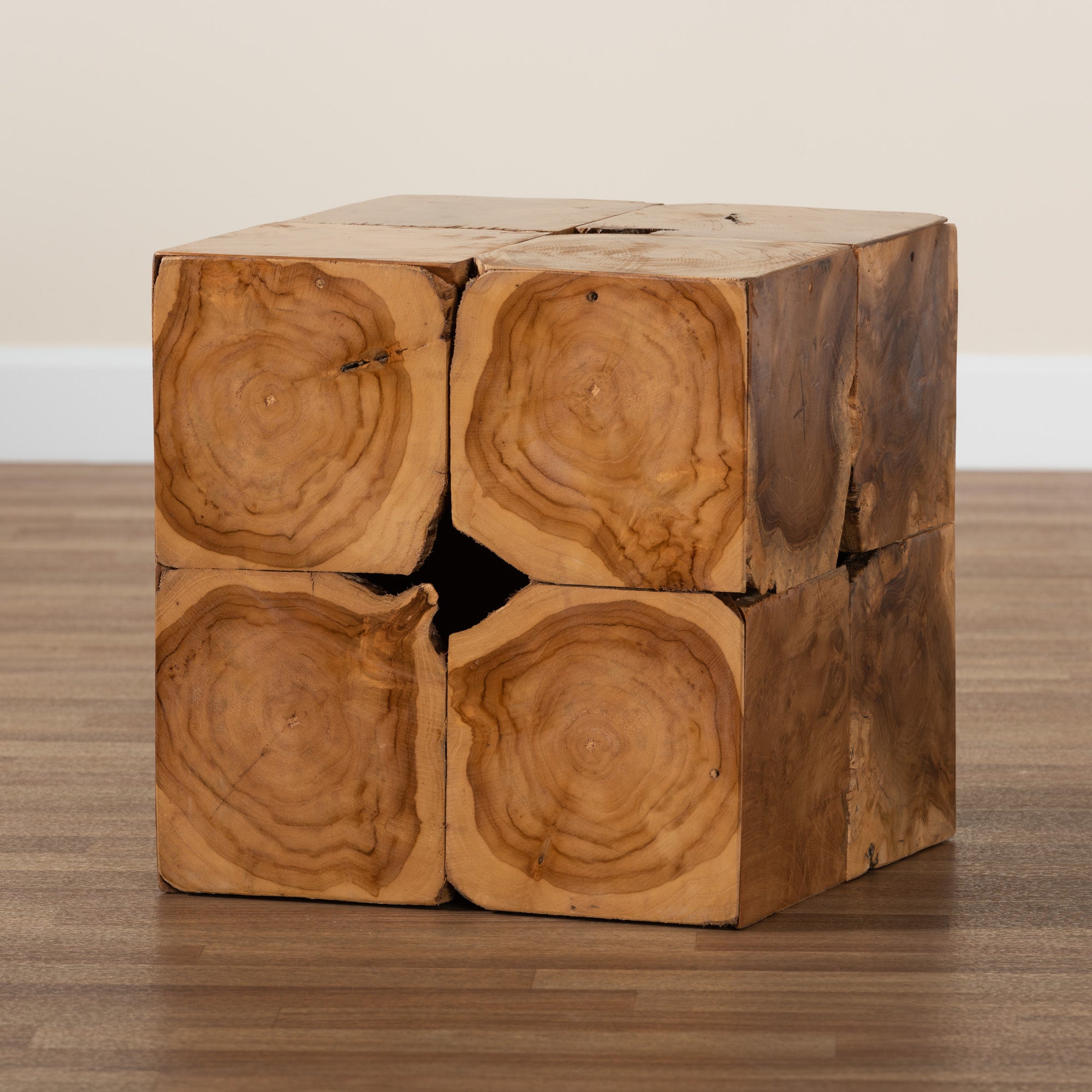 bali & pari Eldora Rustic Transitional Natural Brown Teak Root End Table