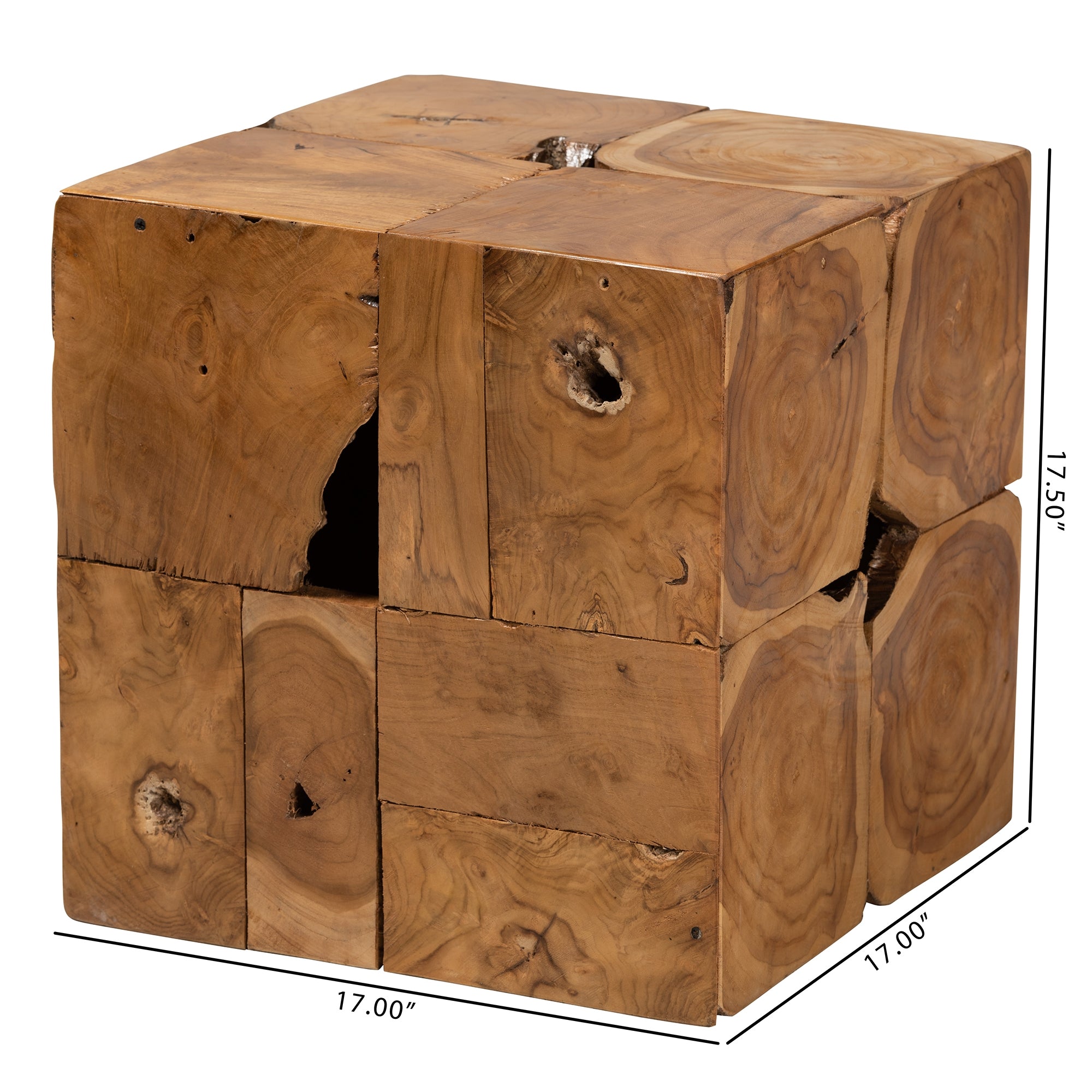 bali & pari Eldora Rustic Transitional Natural Brown Teak Root End Table