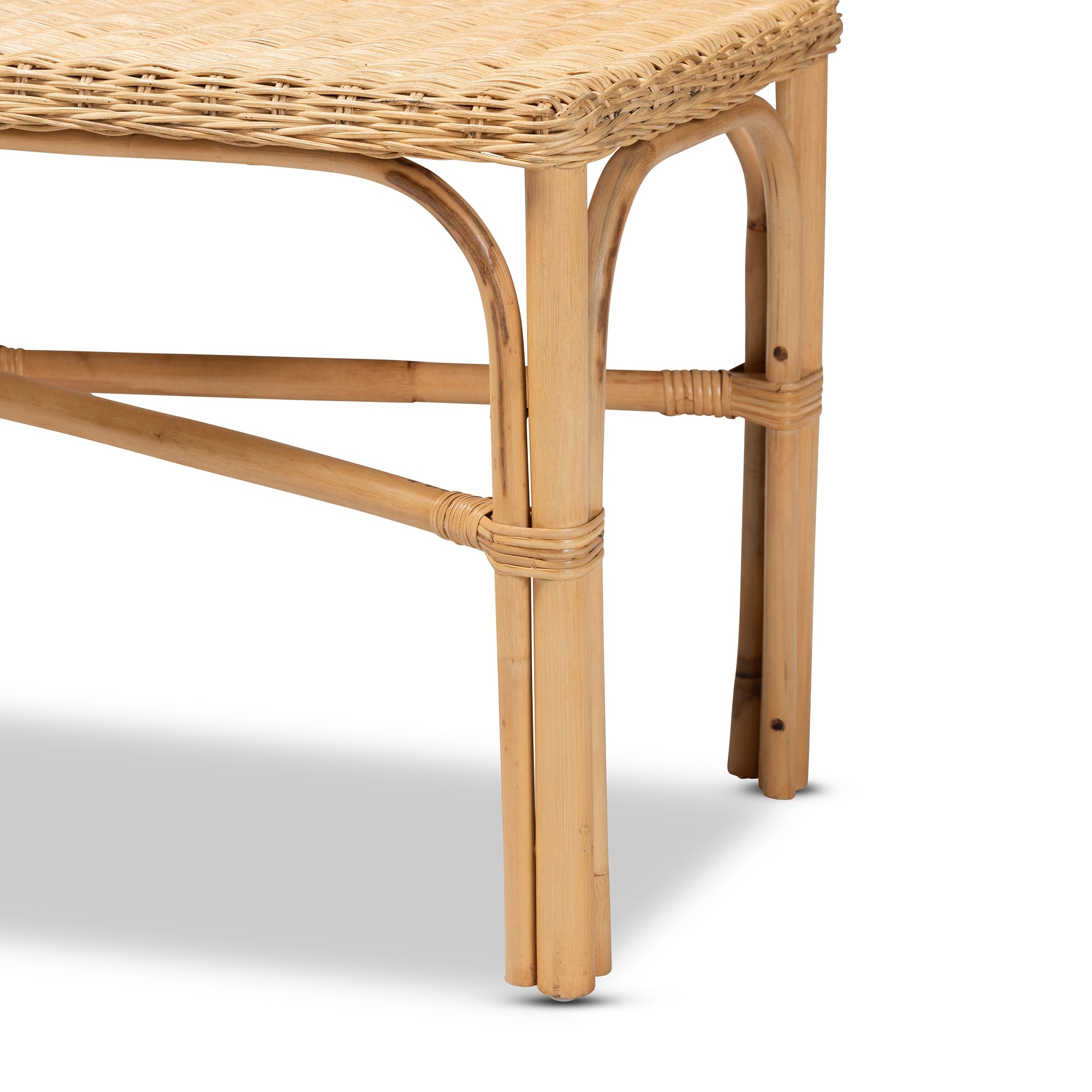 bali & pari Cacaban Modern Bohemian Natural Brown Rattan Accent Bench