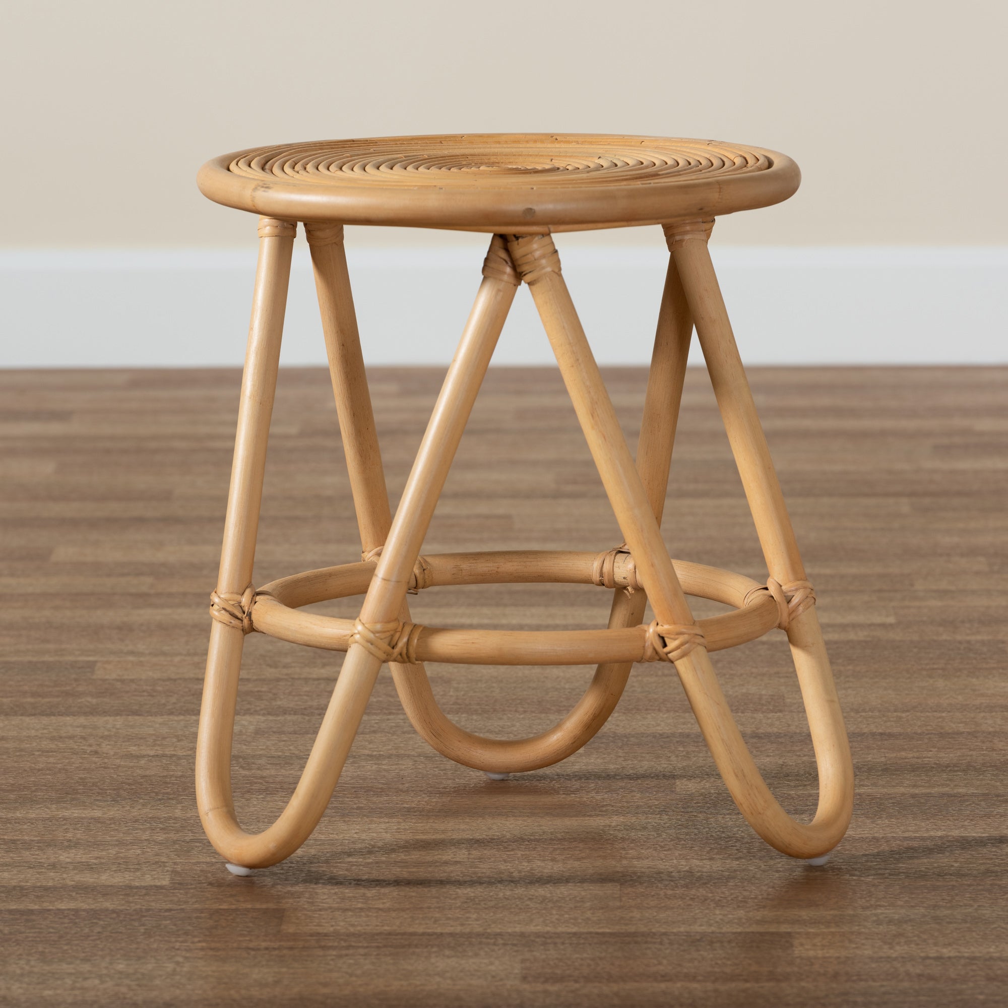 bali & pari Rinjani Modern Bohemian Natural Brown Rattan End Table