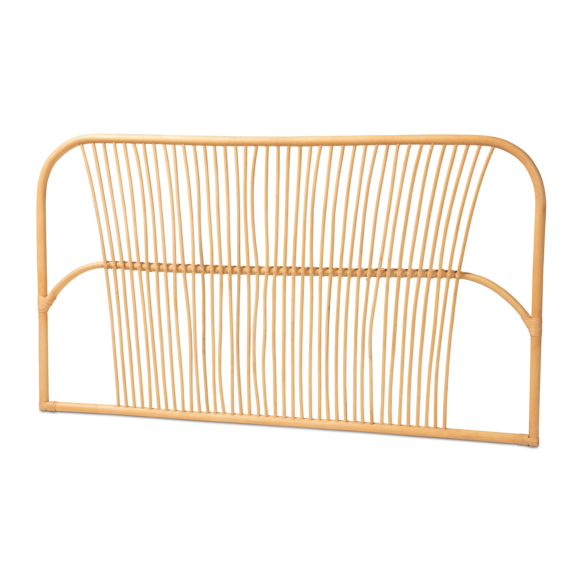bali & pari Laina Modern Bohemian Natural Brown Rattan Queen Size Wall-mount Headboard