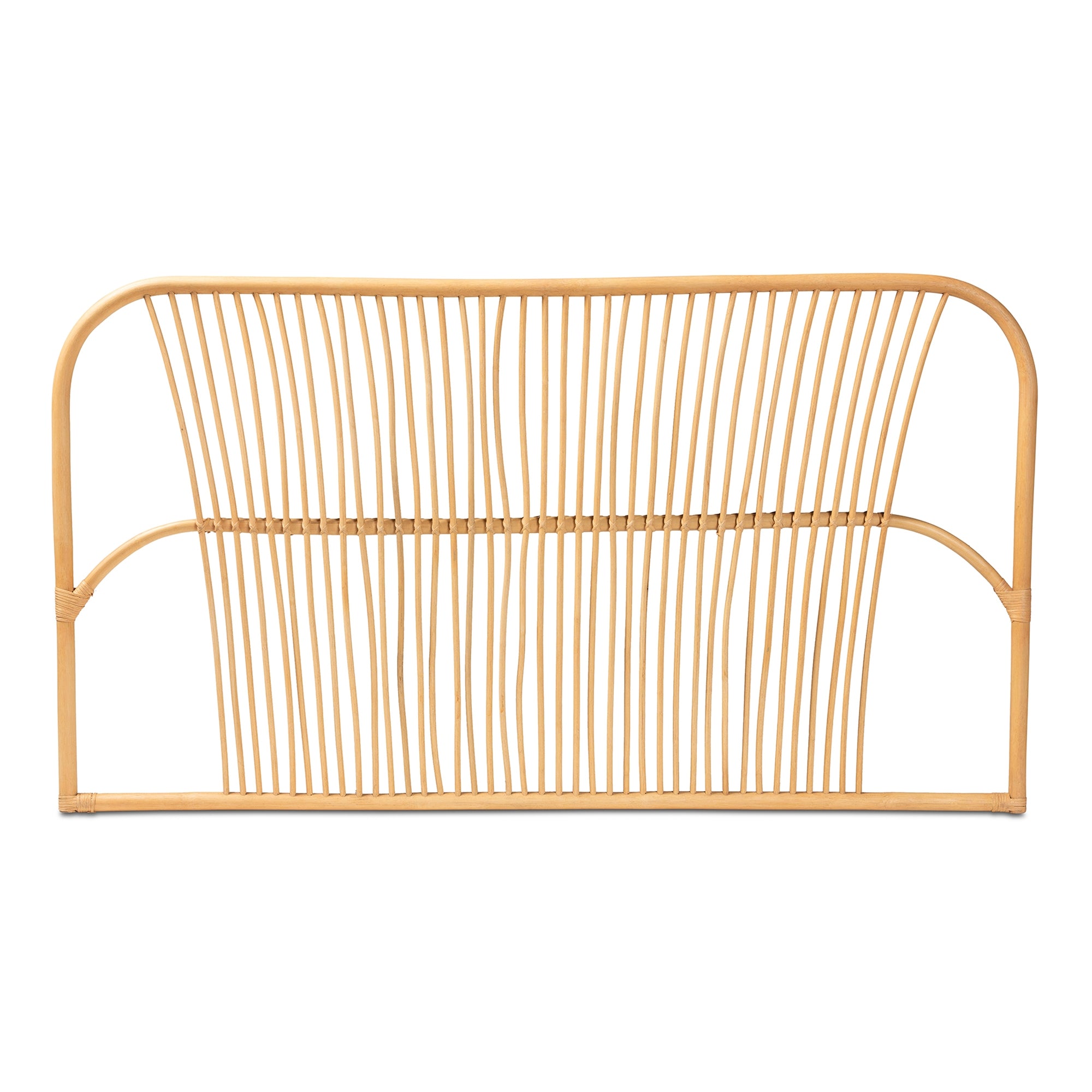 bali & pari Laina Modern Bohemian Natural Brown Rattan Queen Size Wall-mount Headboard