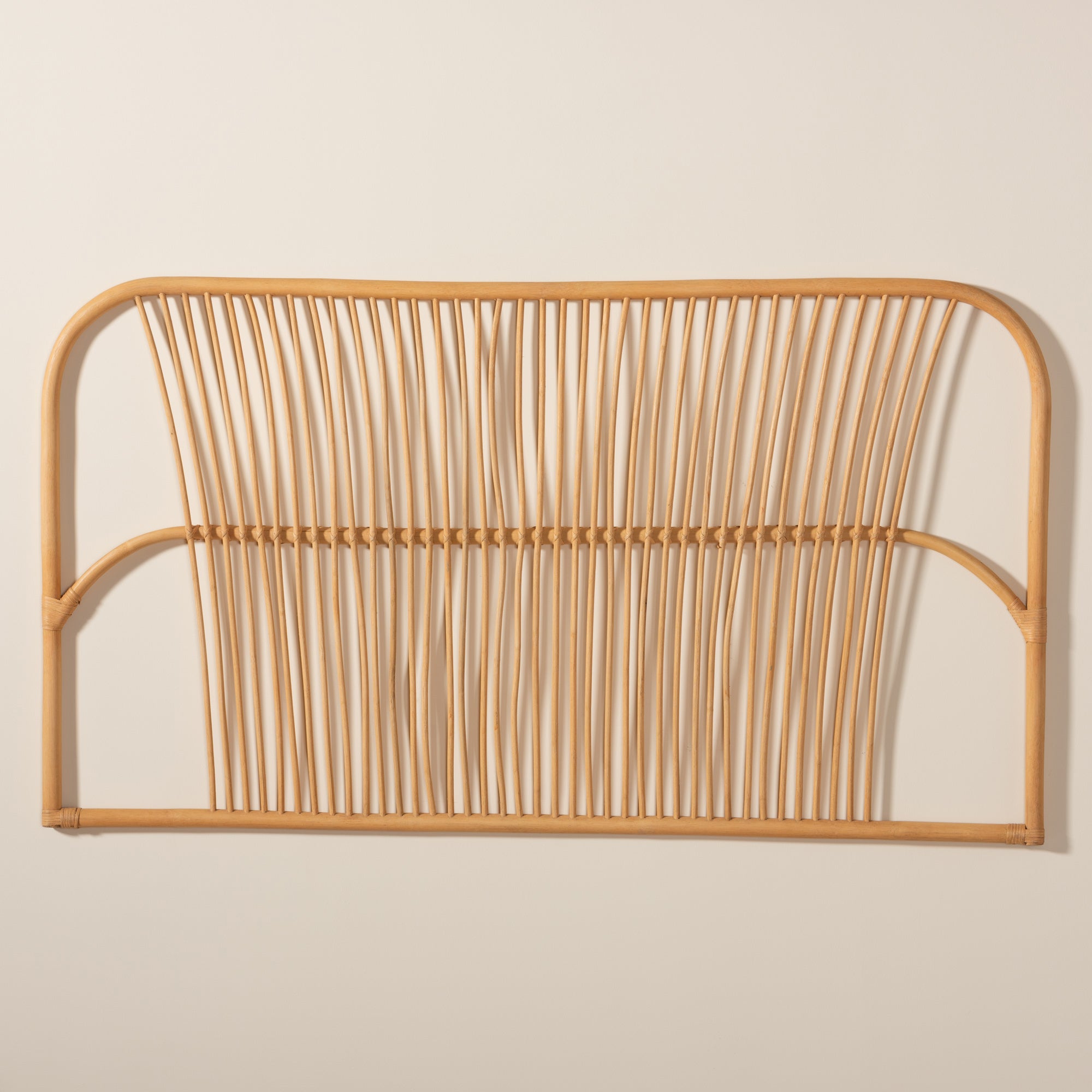 bali & pari Laina Modern Bohemian Natural Brown Rattan Queen Size Wall-mount Headboard