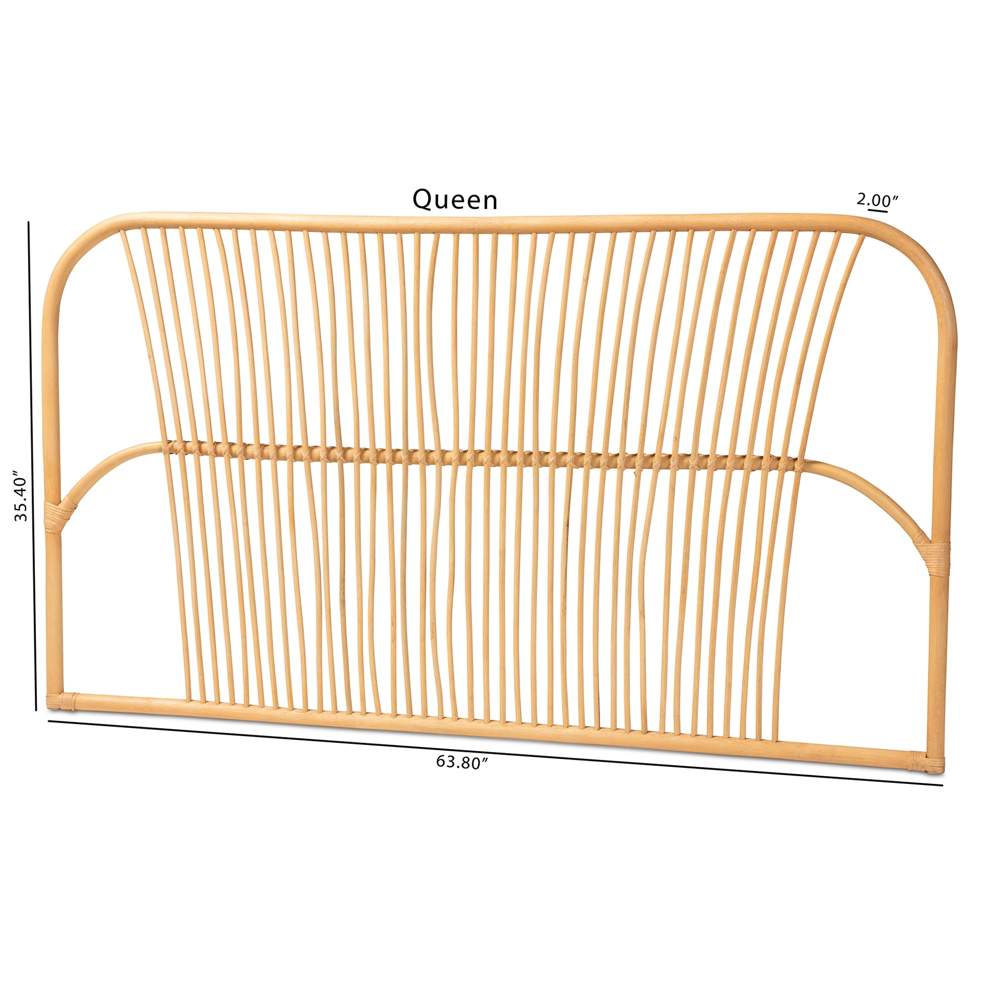 bali & pari Laina Modern Bohemian Natural Brown Rattan Queen Size Wall-mount Headboard