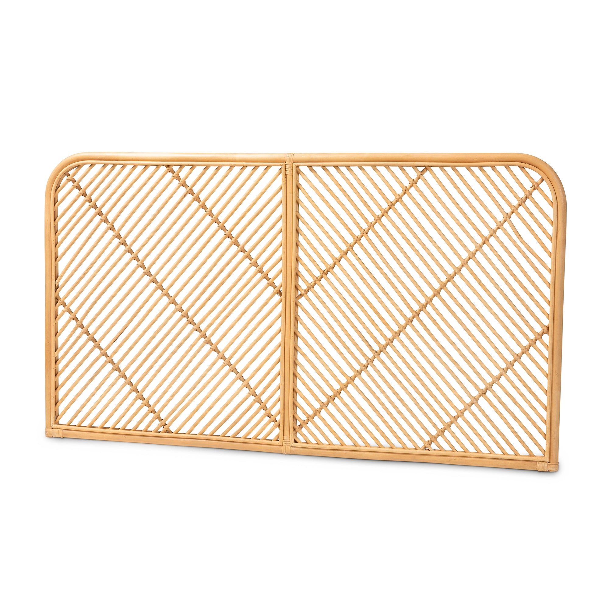 bali & pari Sakina Modern Bohemian Natural Brown Rattan Queen Size Wall-mount Headboard