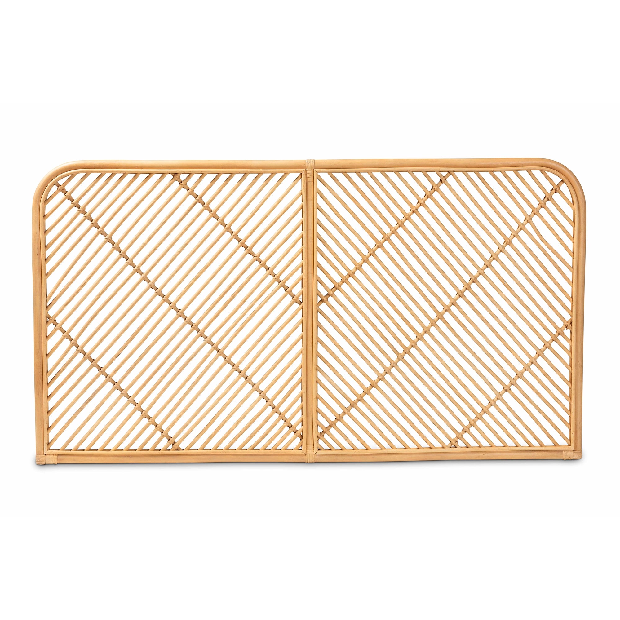 bali & pari Sakina Modern Bohemian Natural Brown Rattan Queen Size Wall-mount Headboard